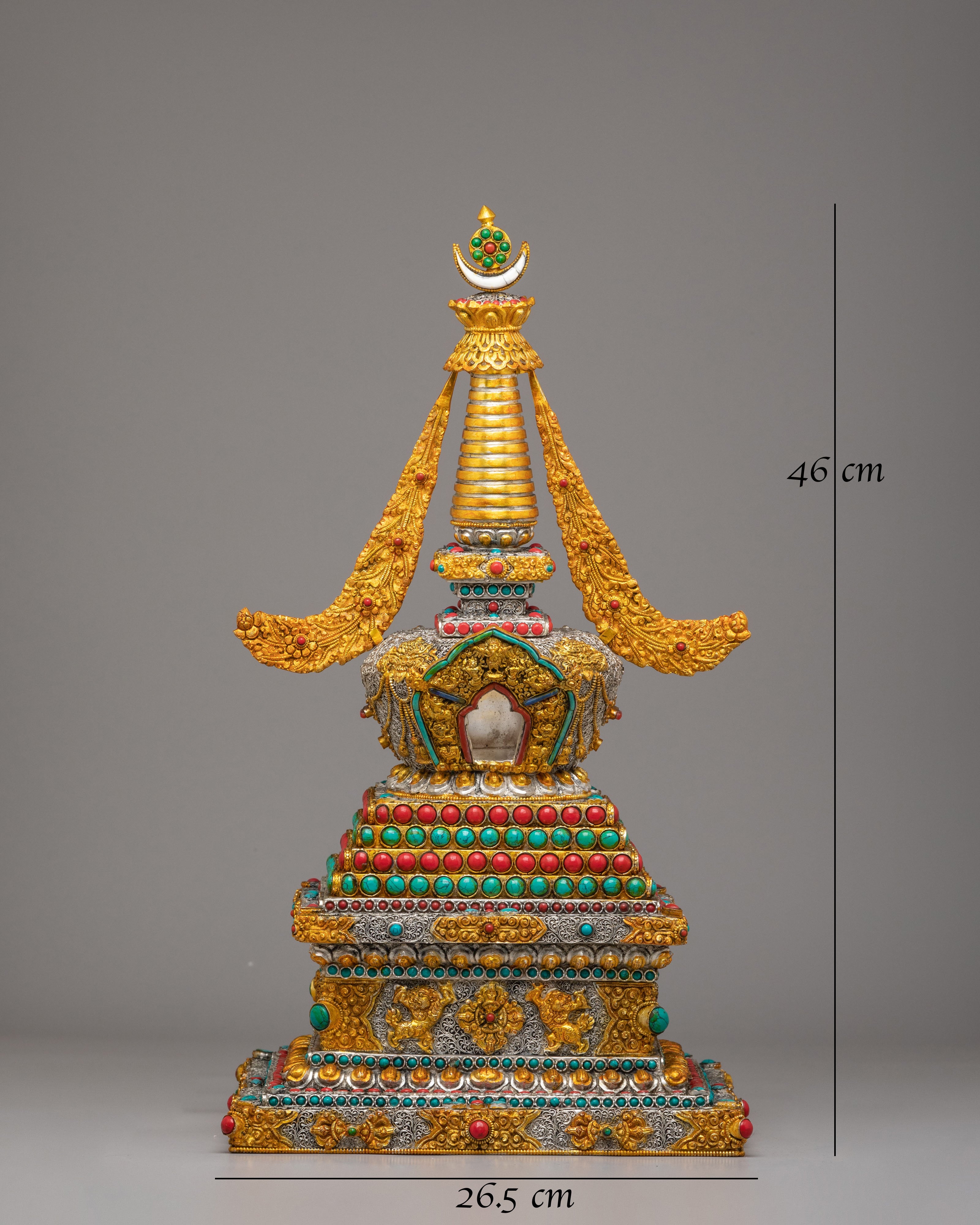 Spiritual Enlightenment Stupa for Altar | Handcrafted Copper Stupa for Meditation