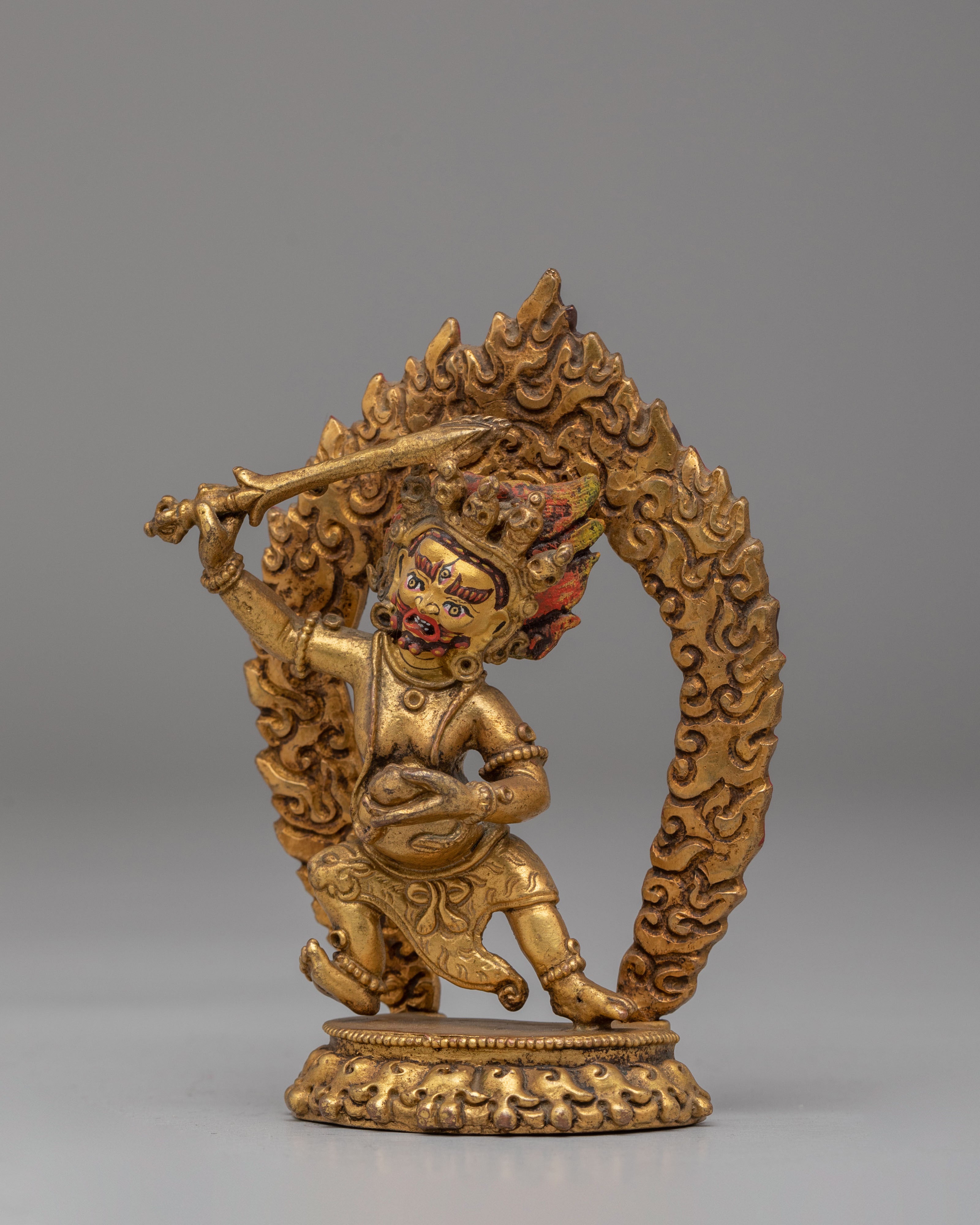 Sacred Tibetan Khadgapani Sculpture | Buddhist Guardian Figurine