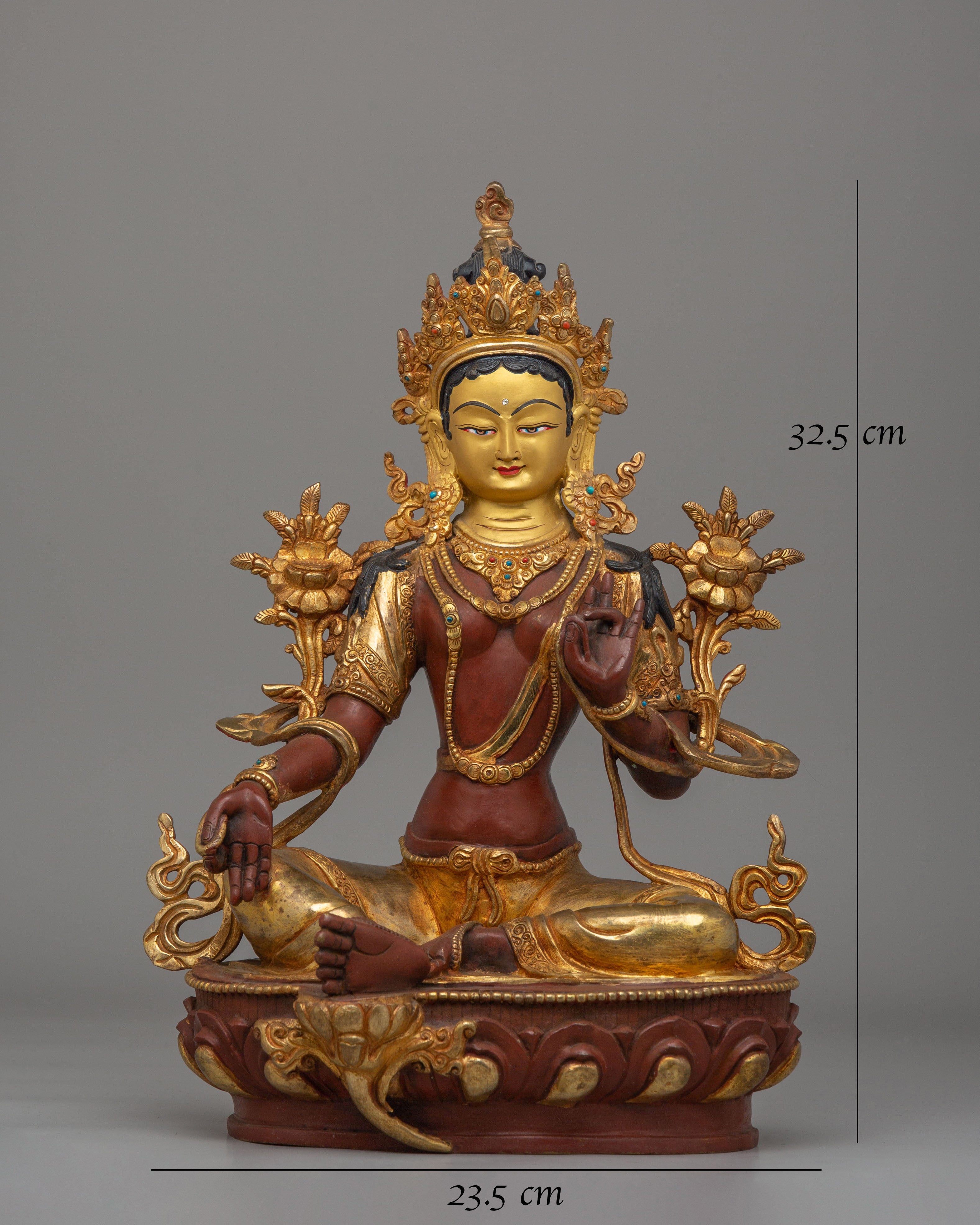 Sacred Green Tara Devotional Statue | Tibetan Copper Statue for Meditation