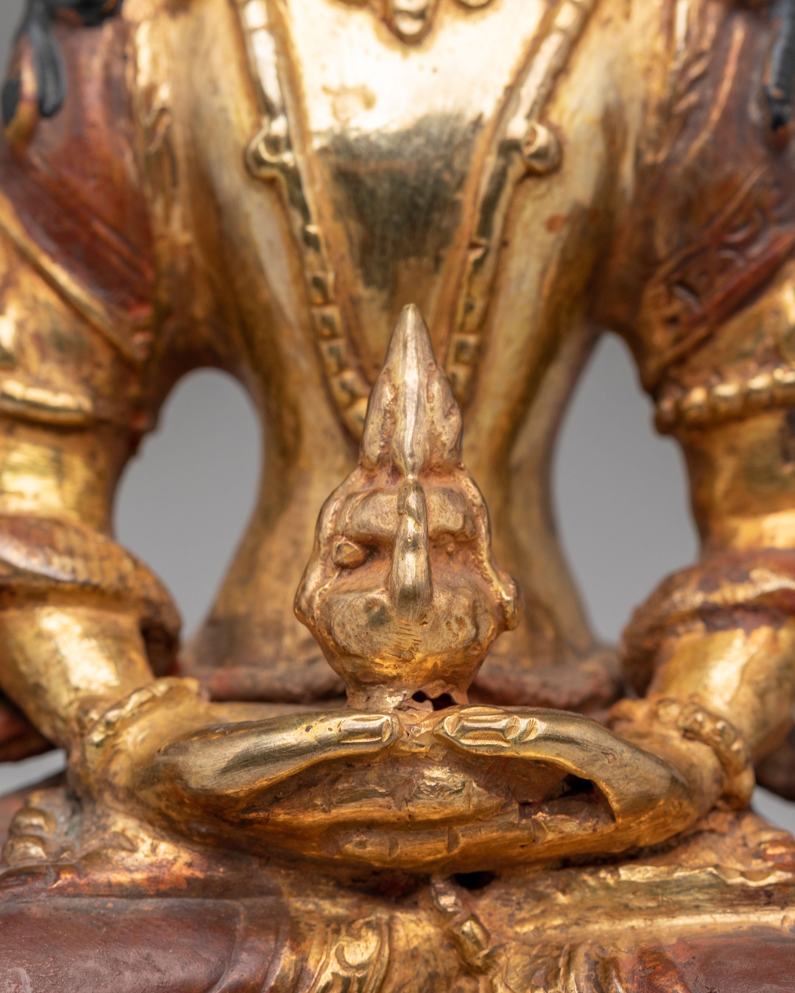 Buddhist Long Life Amitayus Statue | 24K Gold Plated Tibetan Deity