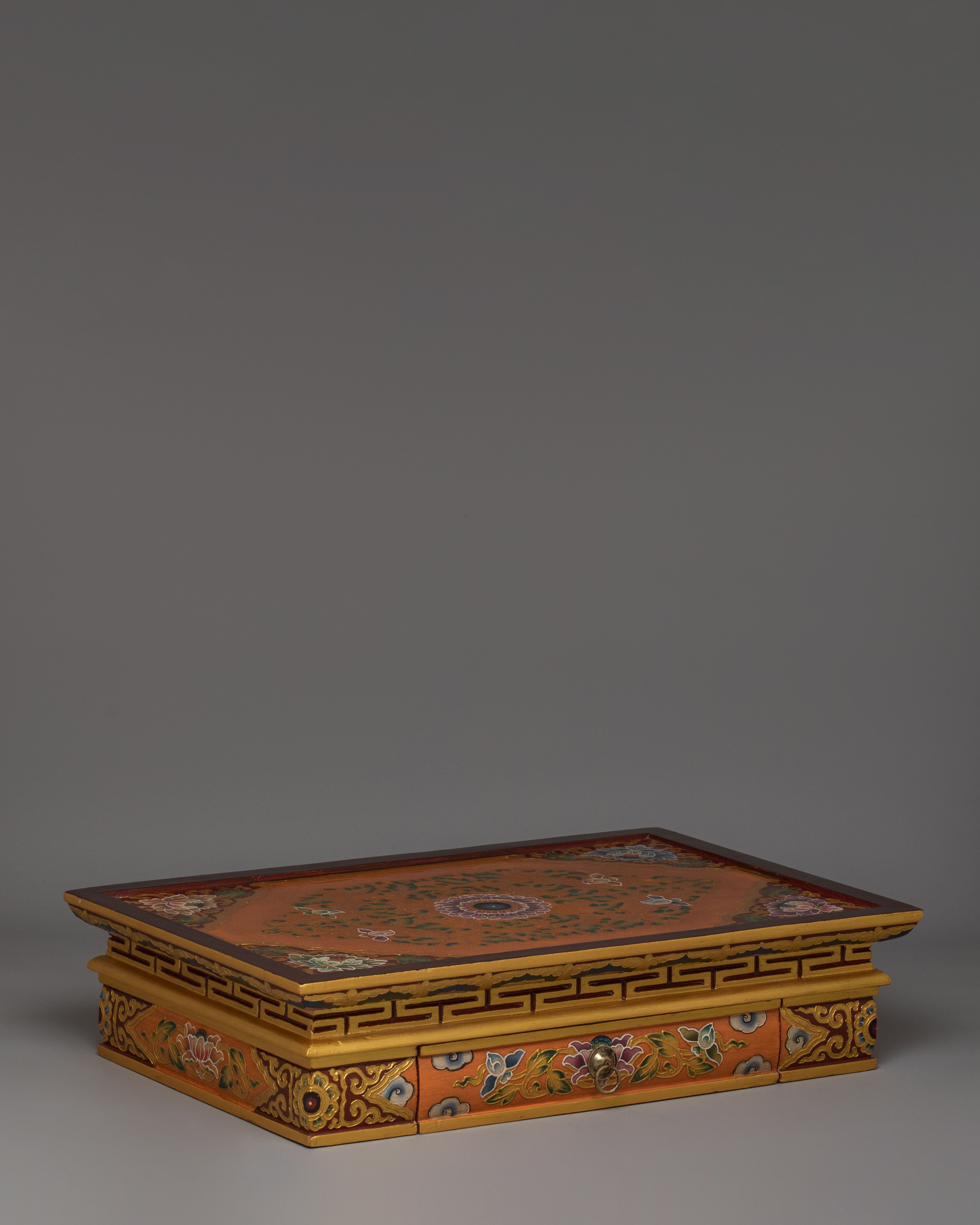 Handcrafted Tibetan Cabinet with Door | Wooden Storage Decor