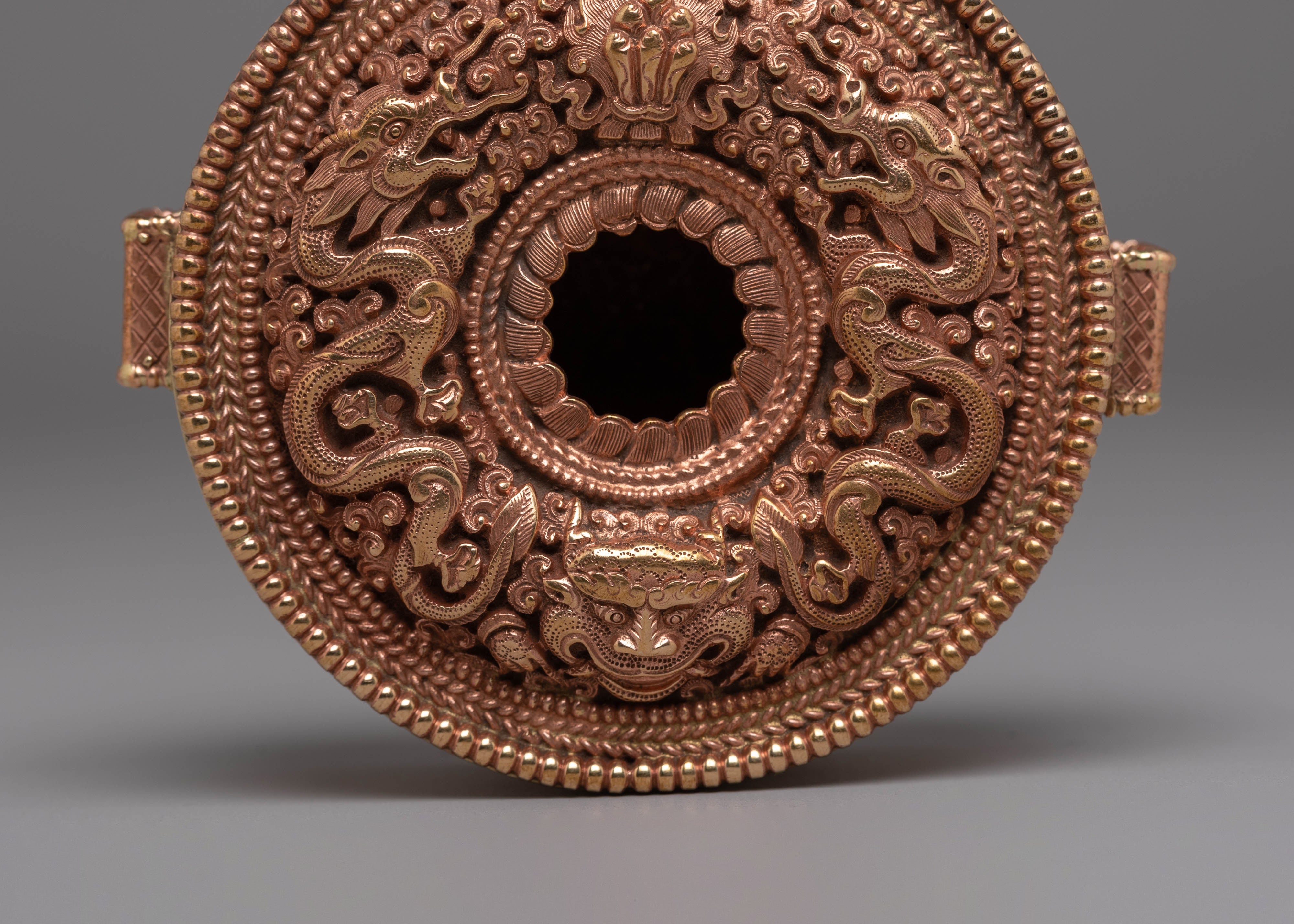 Handmade Buddhist Copper Ghau Box | Symbol of Protection