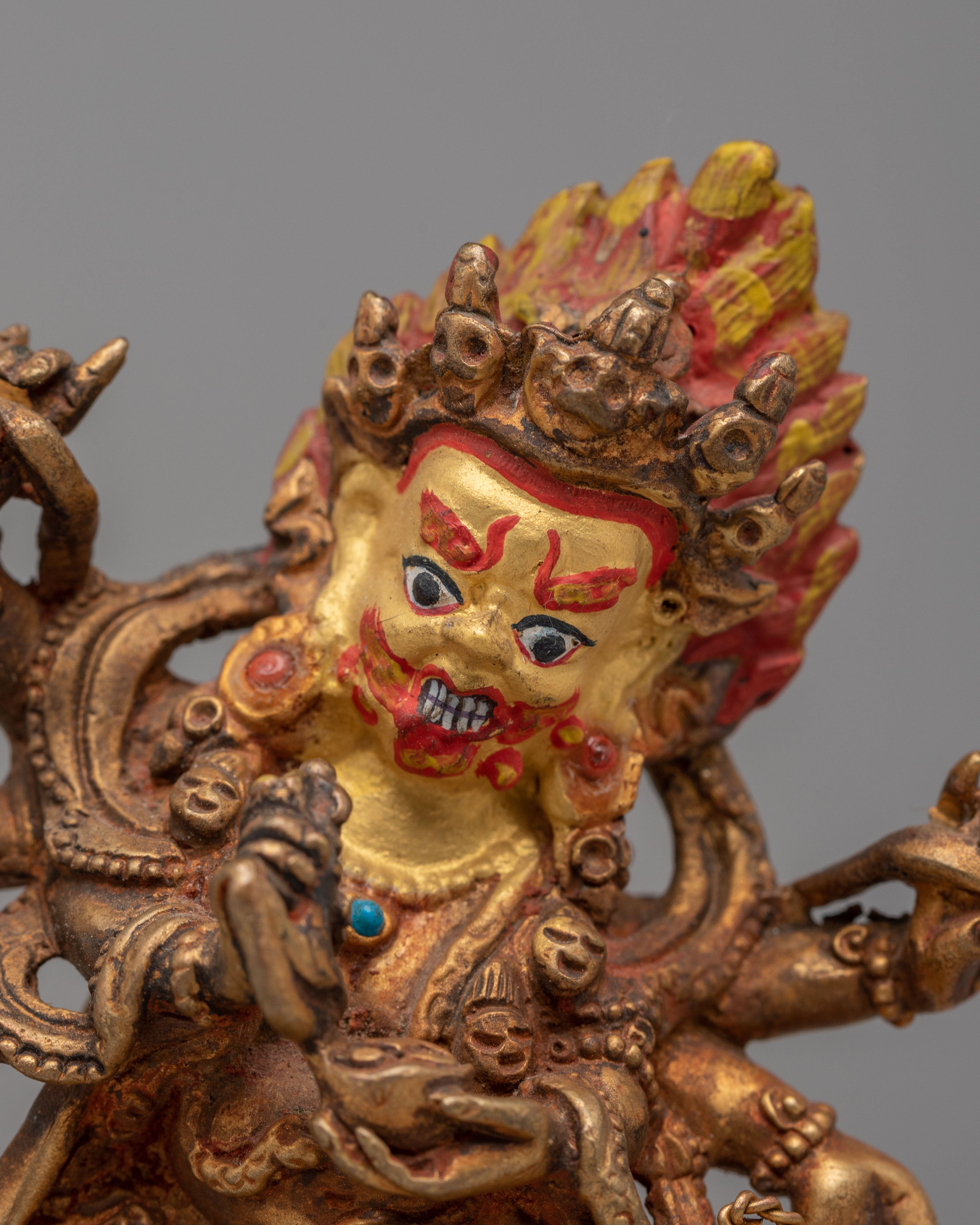Six-Armed Mahakala Statue for Protection | Wrathful Deity Sculpture