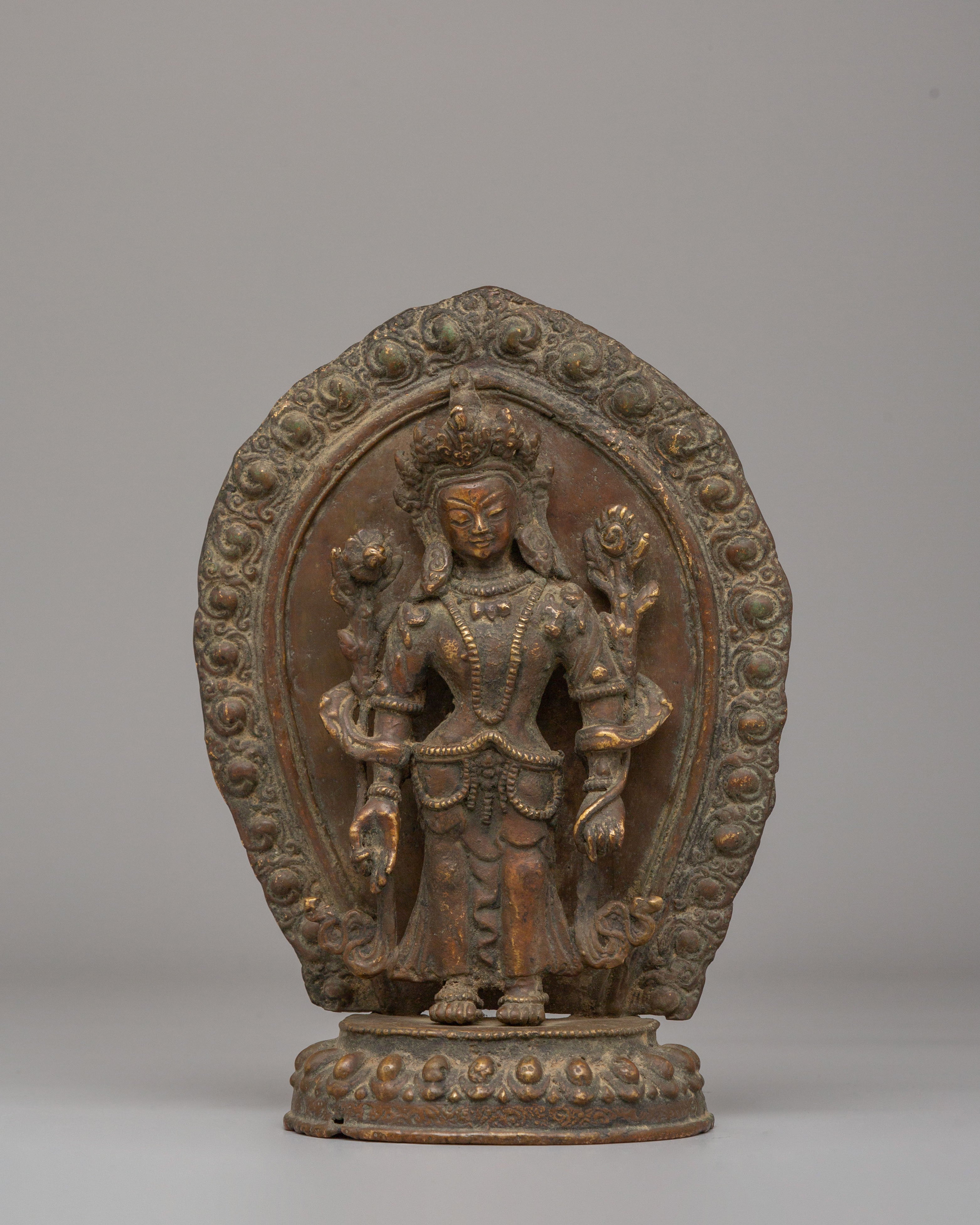 Himalayan Standing Deities Set | Antique Finished Copper Figurines