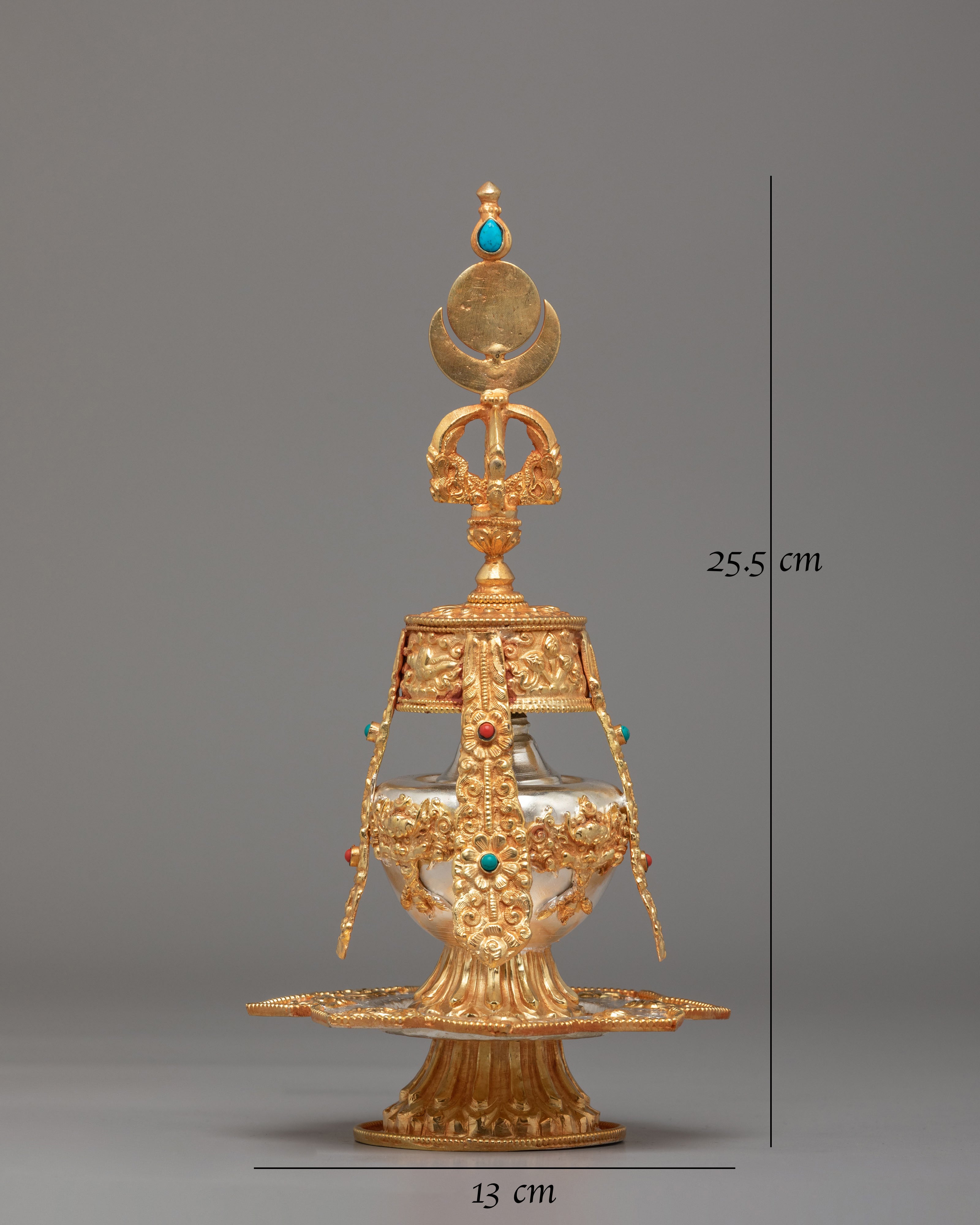 Traditional Tibetan Longlife Vessel | Gold Plated Copper Altar Vase