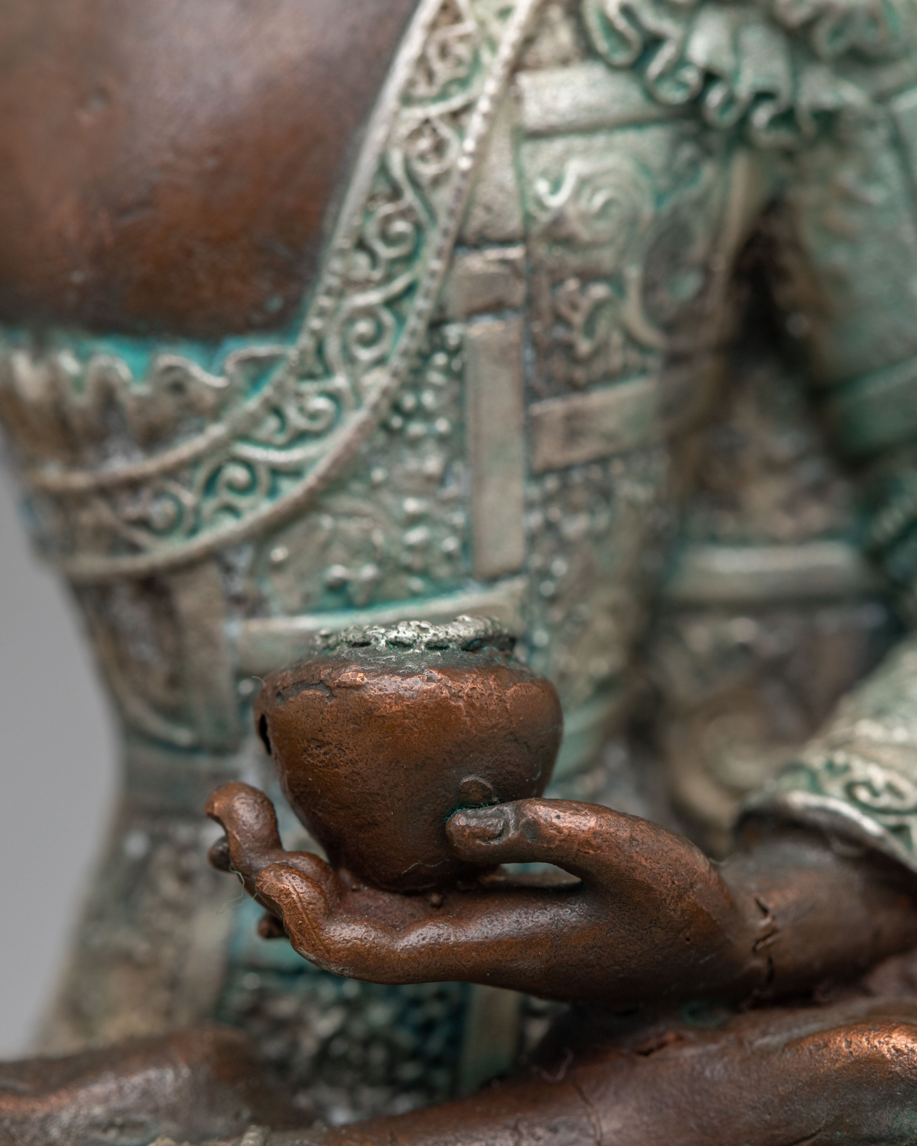 Himalayan Shakyamuni Buddha Deity Statue | Silver Plated with Acrylic Color