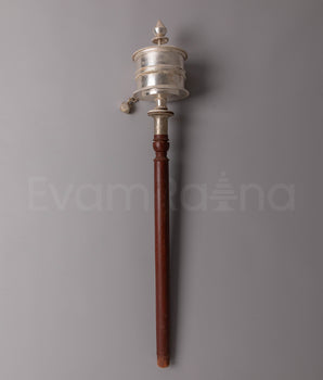 Pure Silver Dharma Prayer Wheel
