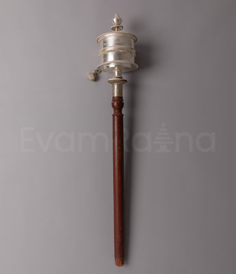 Pure Silver Dharma Prayer Wheel