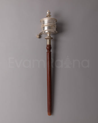 Pure Silver Dharma Prayer Wheel