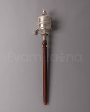 Pure Silver Dharma Prayer Wheel