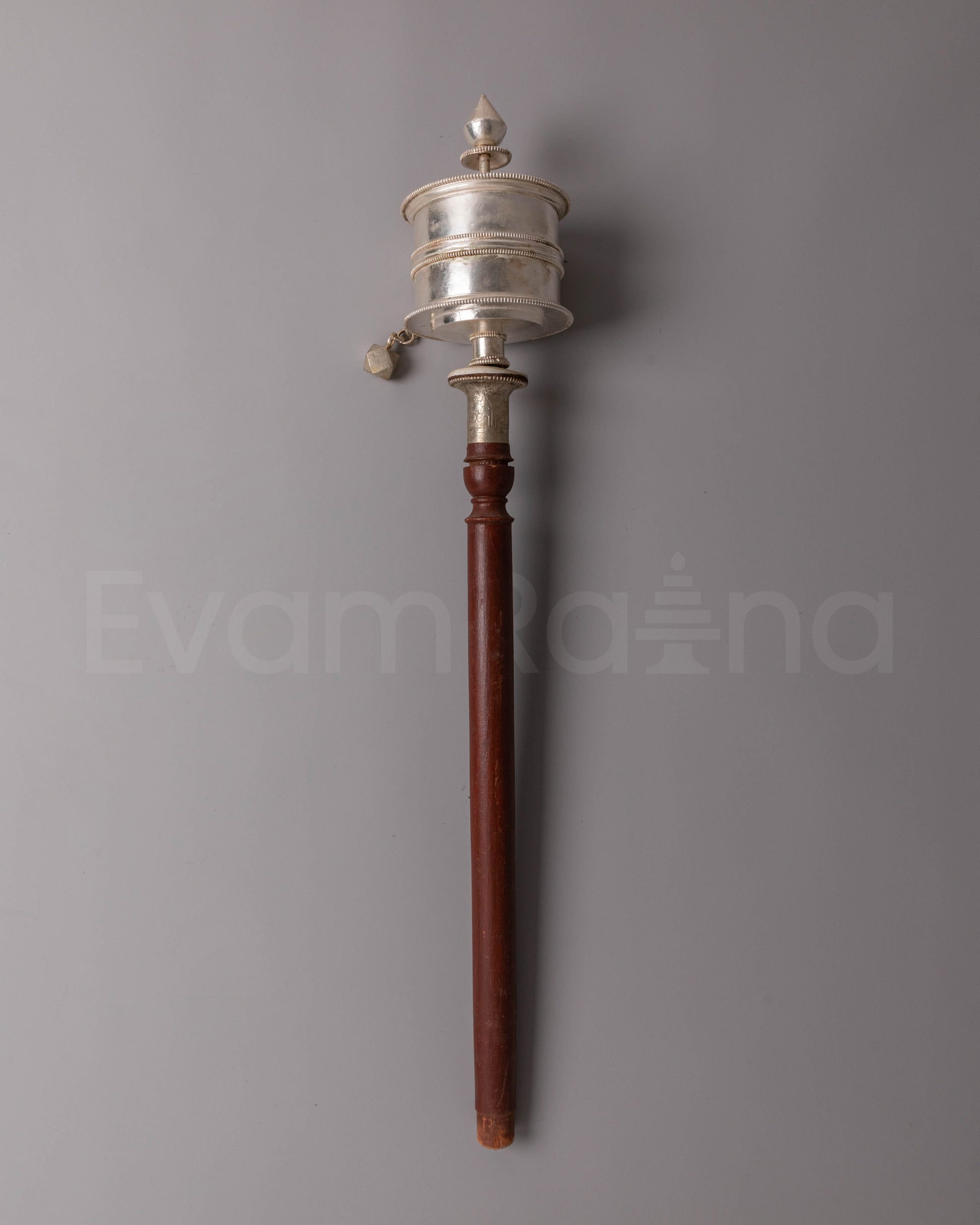 Pure Silver Dharma Prayer Wheel