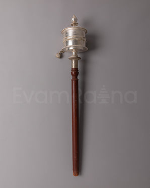 Pure Silver Dharma Prayer Wheel