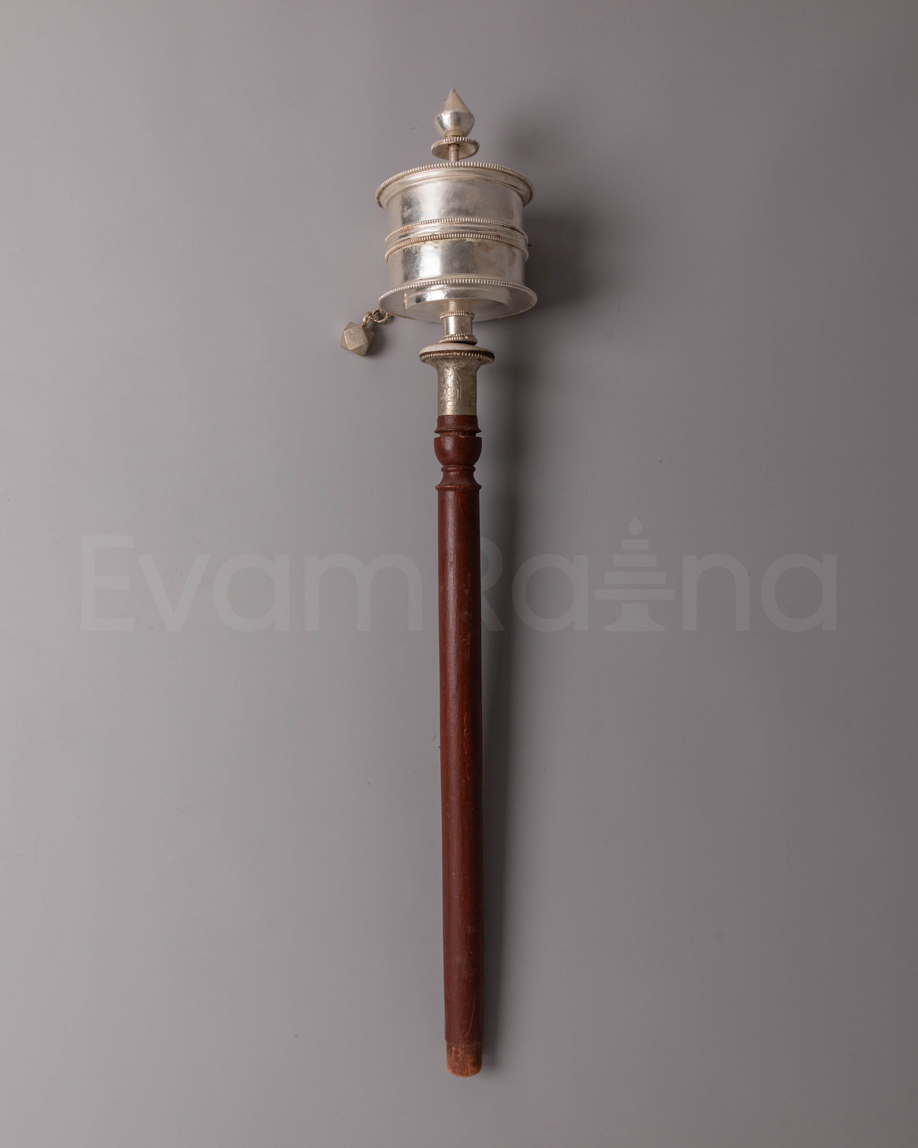 Pure Silver Dharma Prayer Wheel