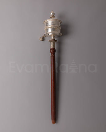 Pure Silver Dharma Prayer Wheel
