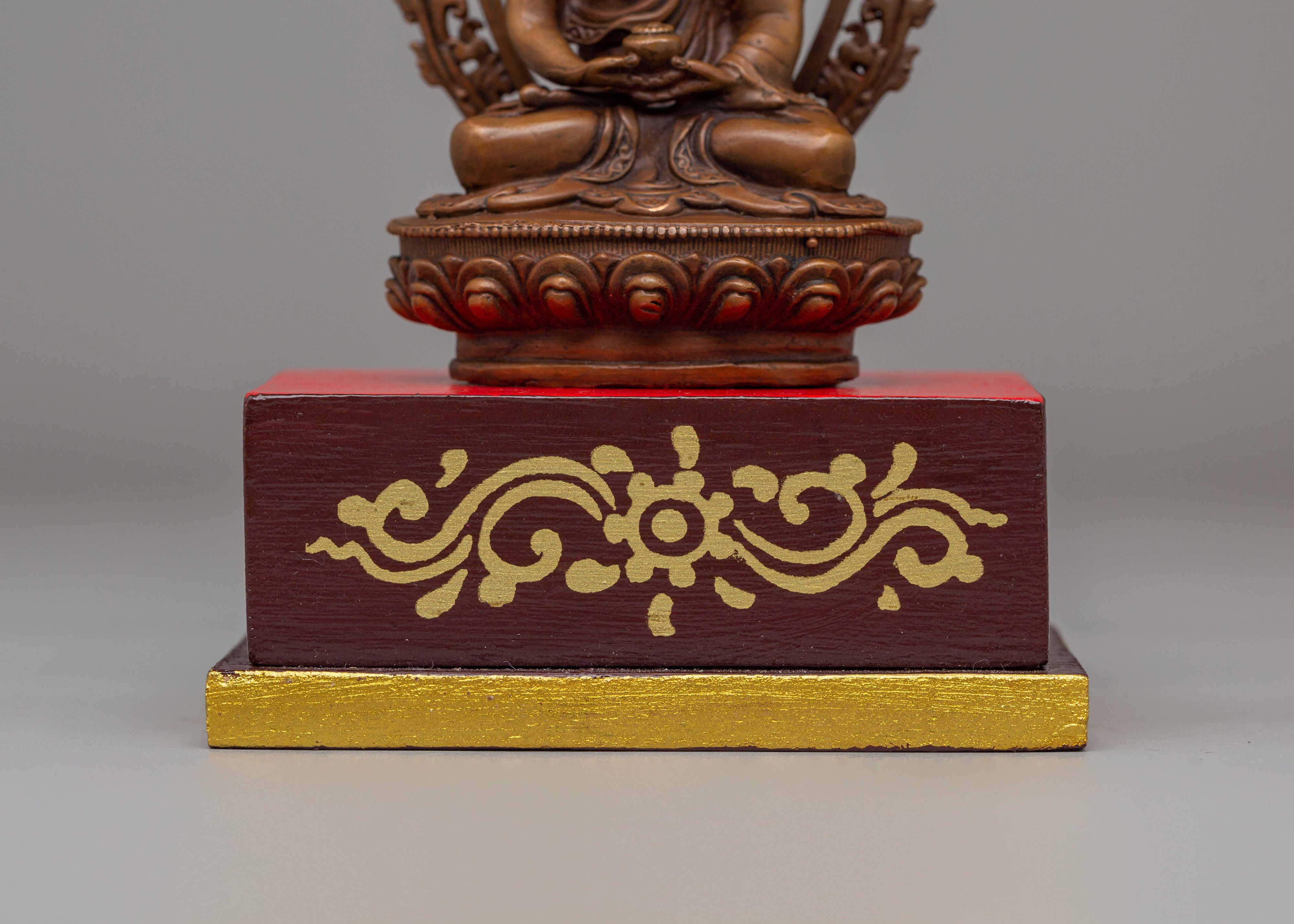 Amitabha Buddha Deity Statue | Handcrafted Copper & Wood Figure