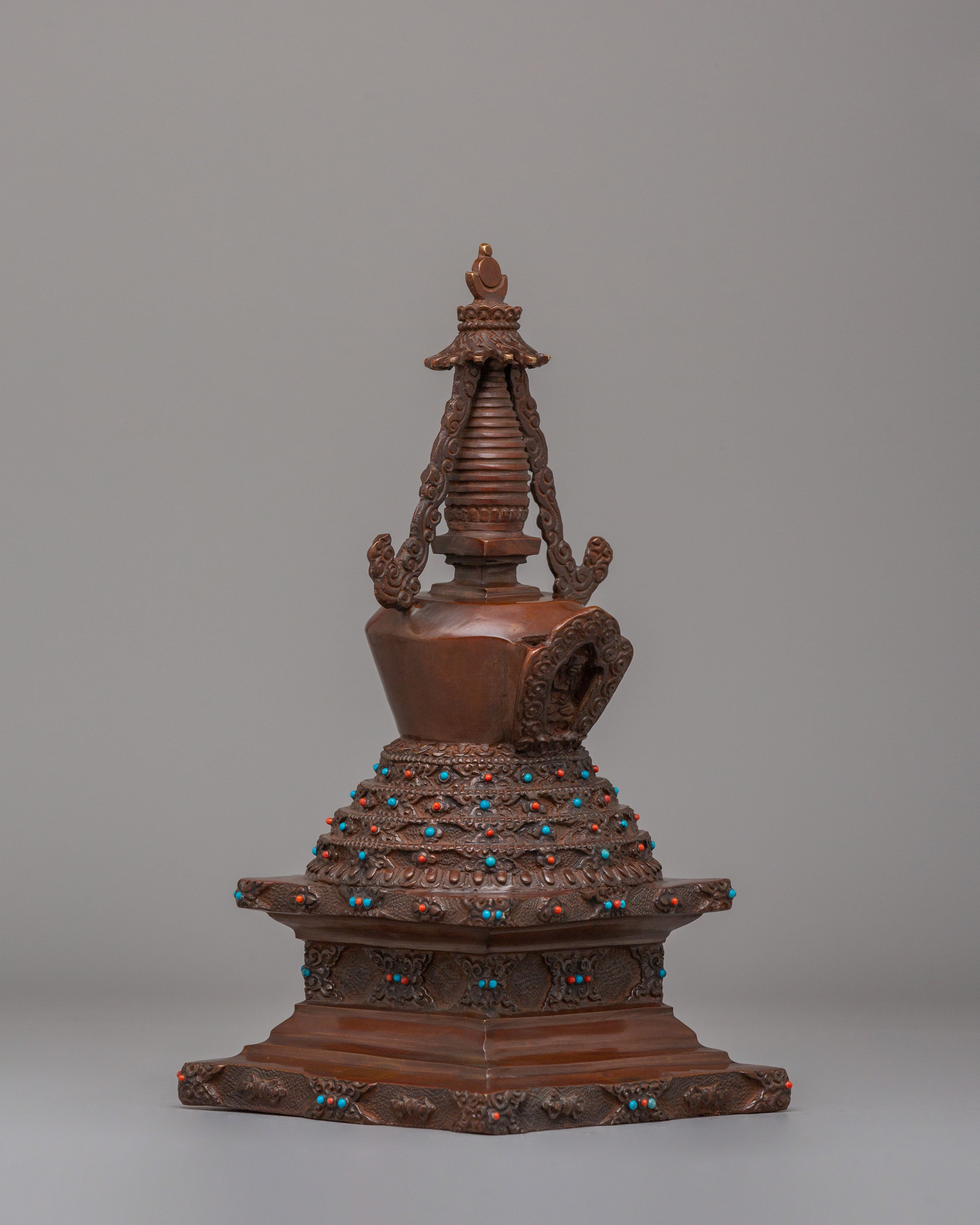 Handmade Lotus Blossom Stupa for Altar | Sacred Home Decor