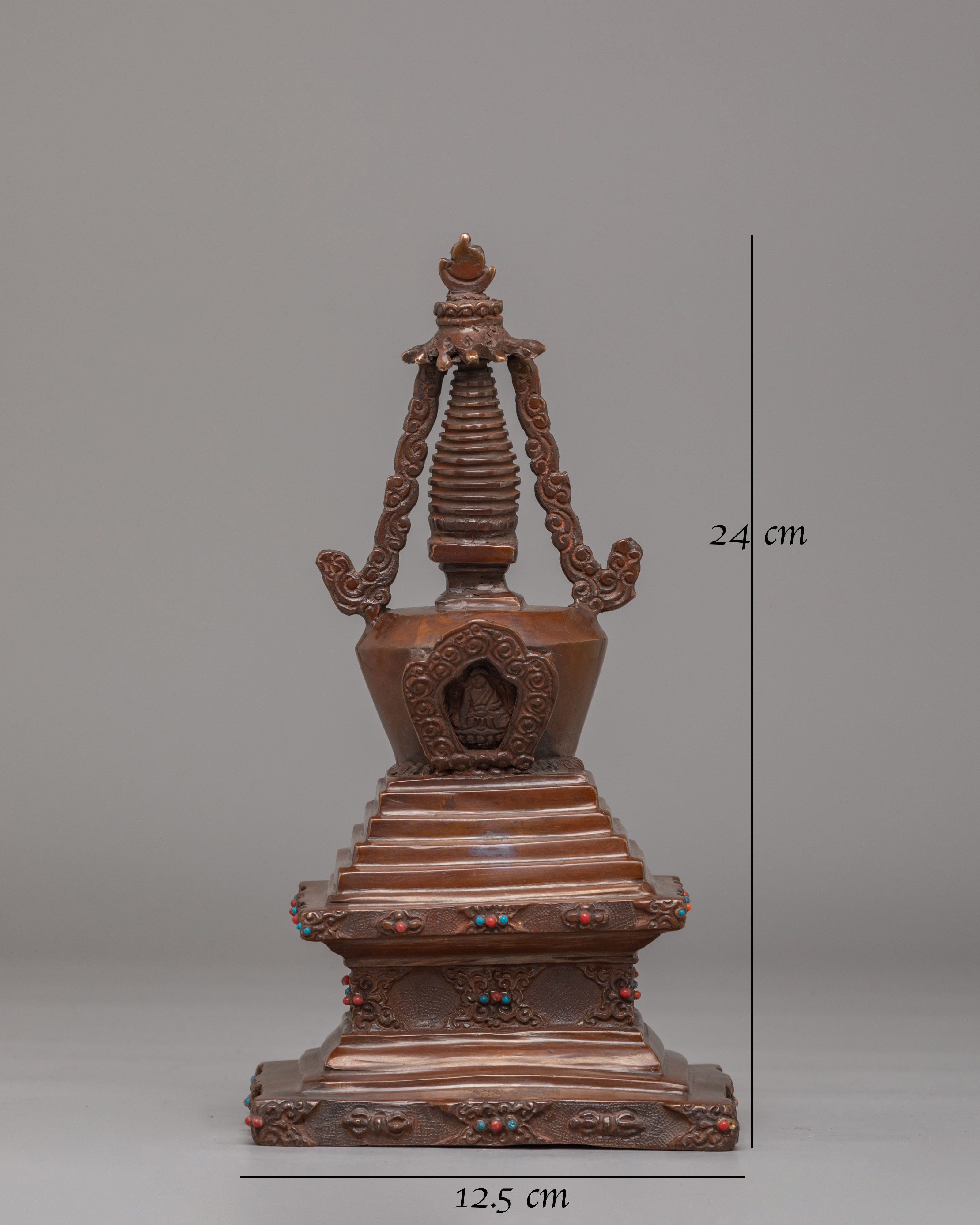 Buddhist Altar Enlightenment Stupa | Handcrafted Copper Stupa