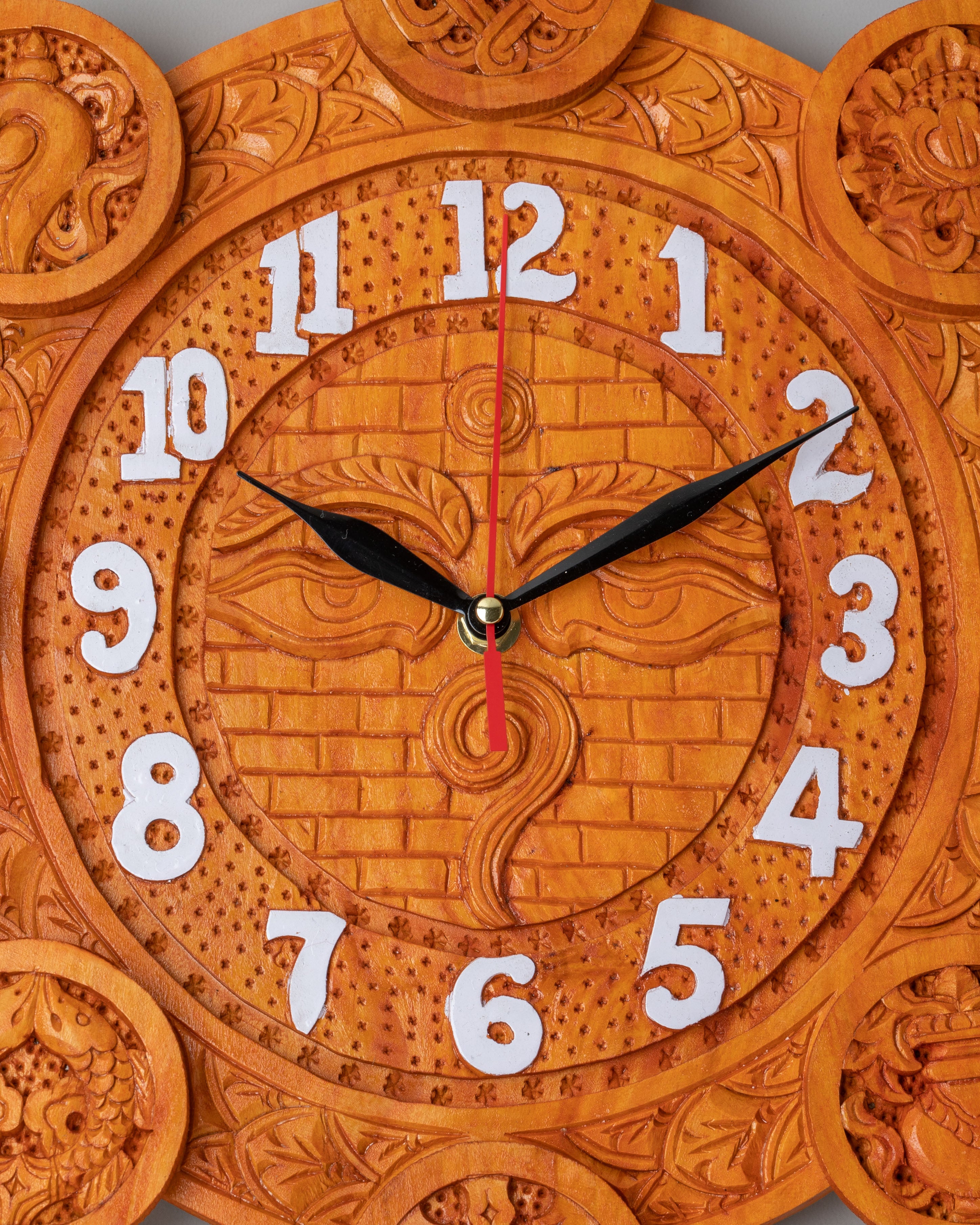 Handcrafted Wooden Wall Clock | Tibetan Decorative Timepiece