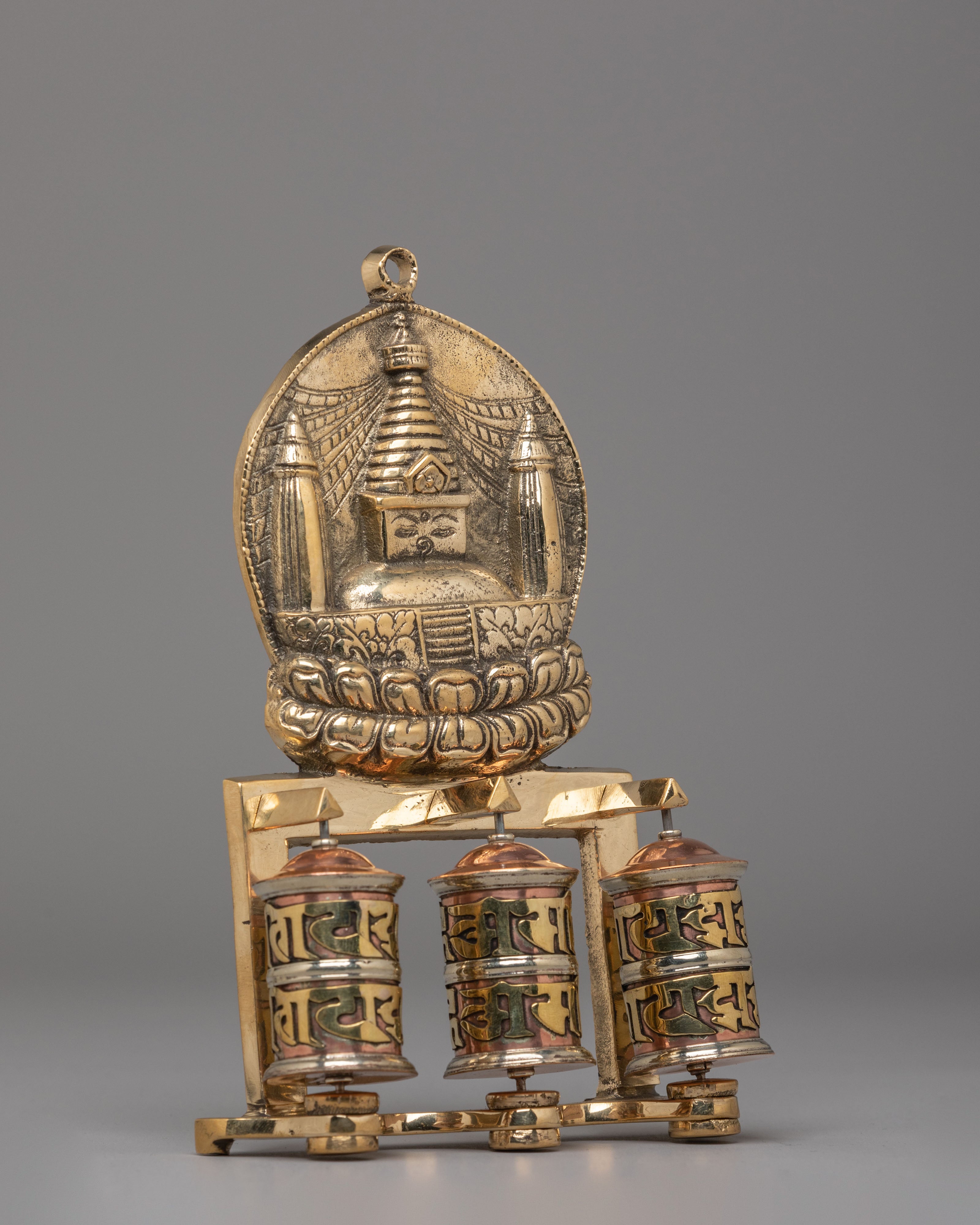 Handmade Stupa Prayer Wheel | Tibetan Buddhist Altar Decor