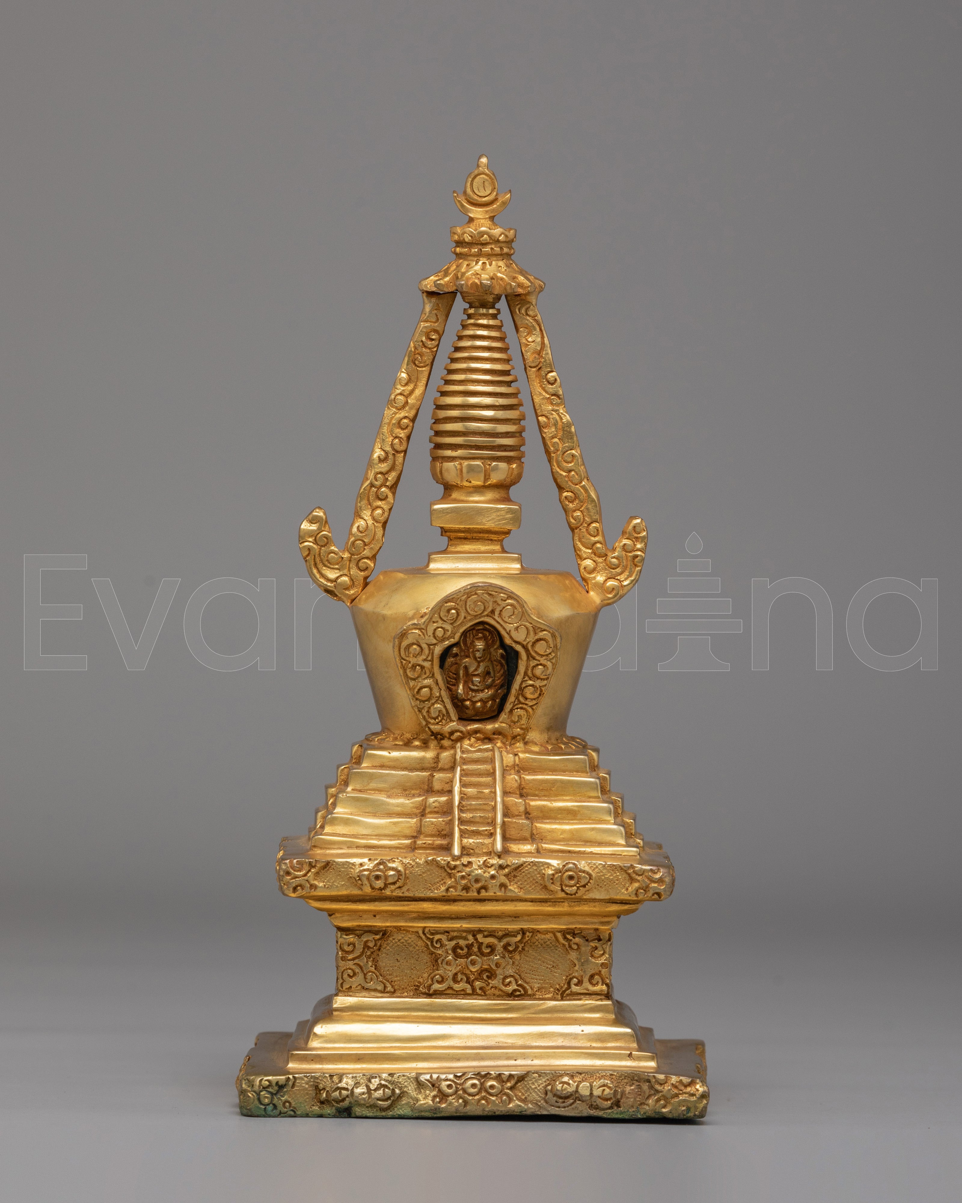 Handcrafted Stupa of Wisdom and Compassion | Tibetan Spiritual Shrine