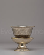 Decorative Ritual Tea Cup Cover | White Metal Sacred Offering