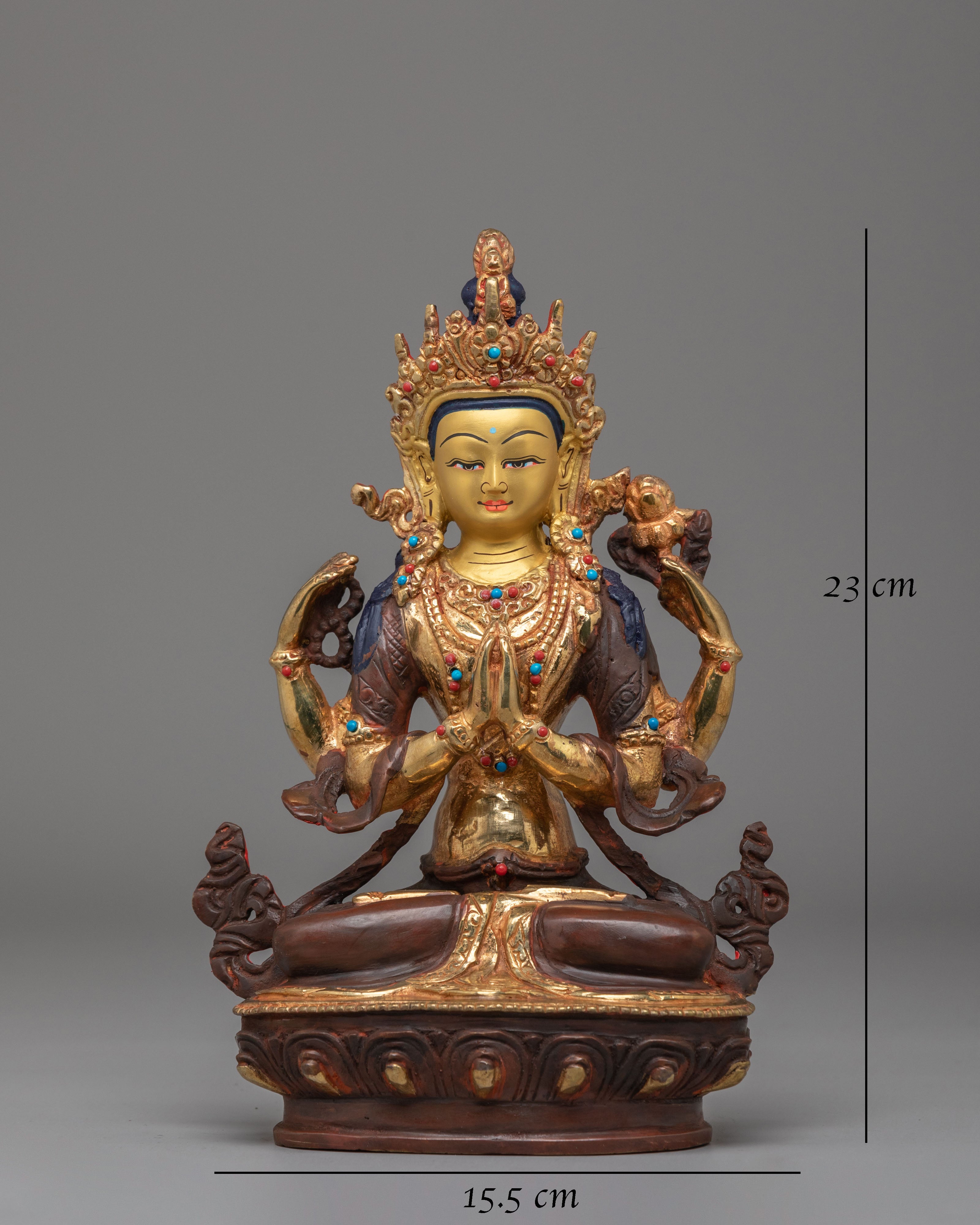 Sacred Tibetan Chenrezig Sculpture | Spiritual Home Decor