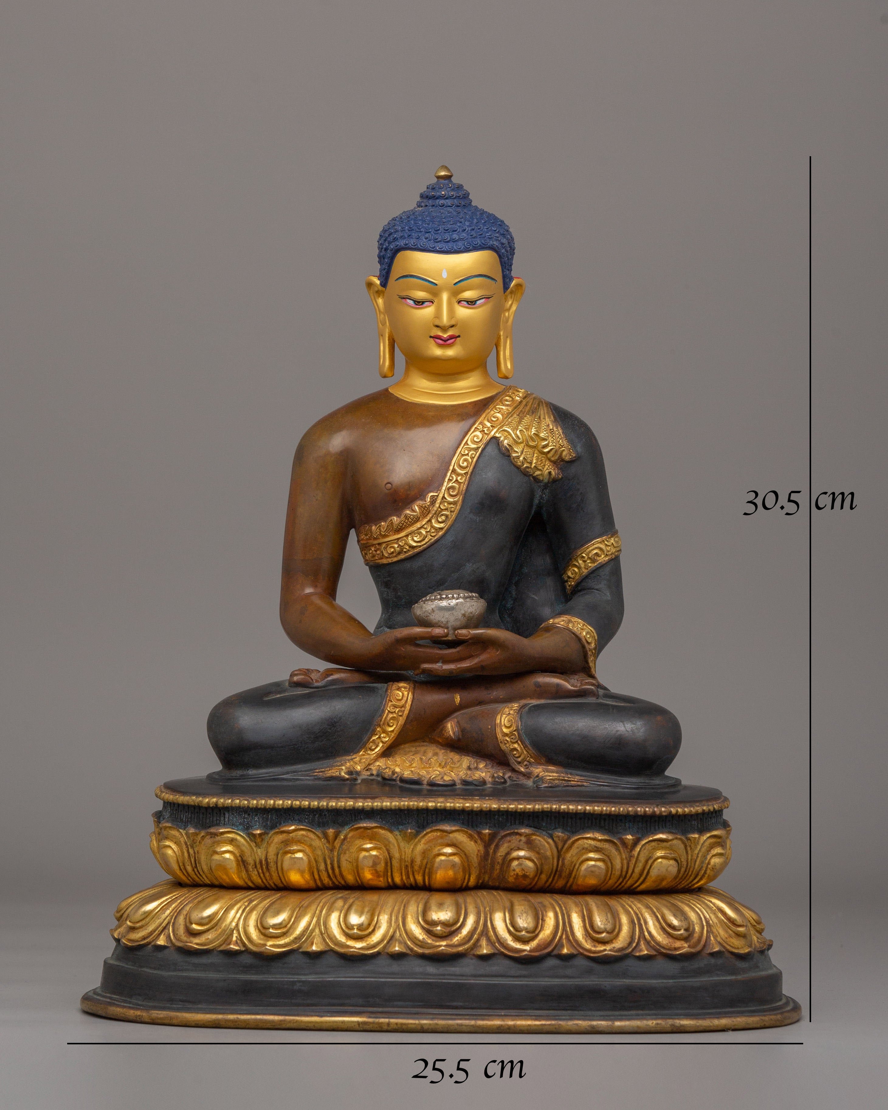 Long Life Amitabha Buddha Statue | 24K Gold Plated Copper Sculpture