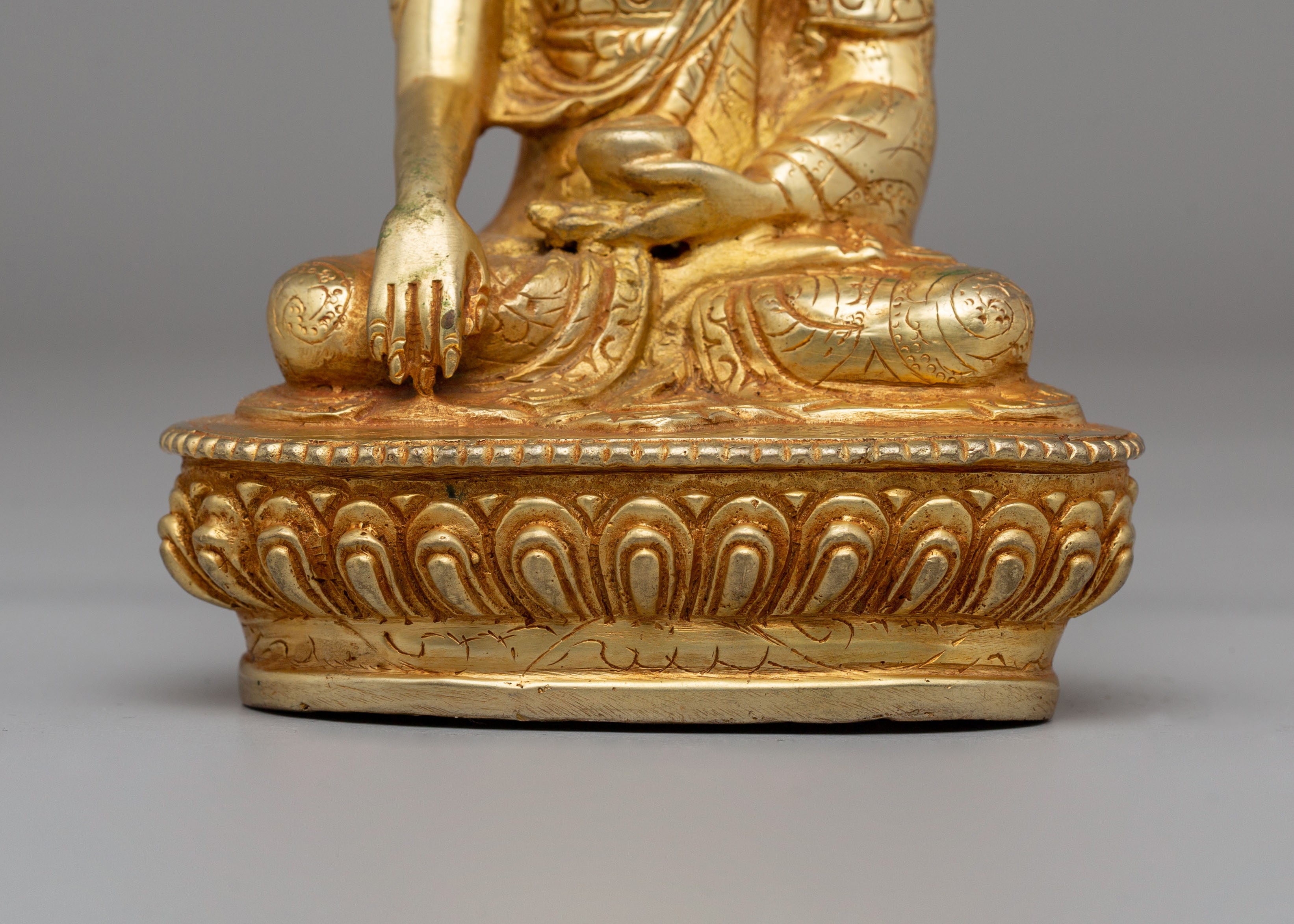 Historic Shakyamuni Buddha Altar Statue | Sacred Gold Plated Copper Buddha for Meditation
