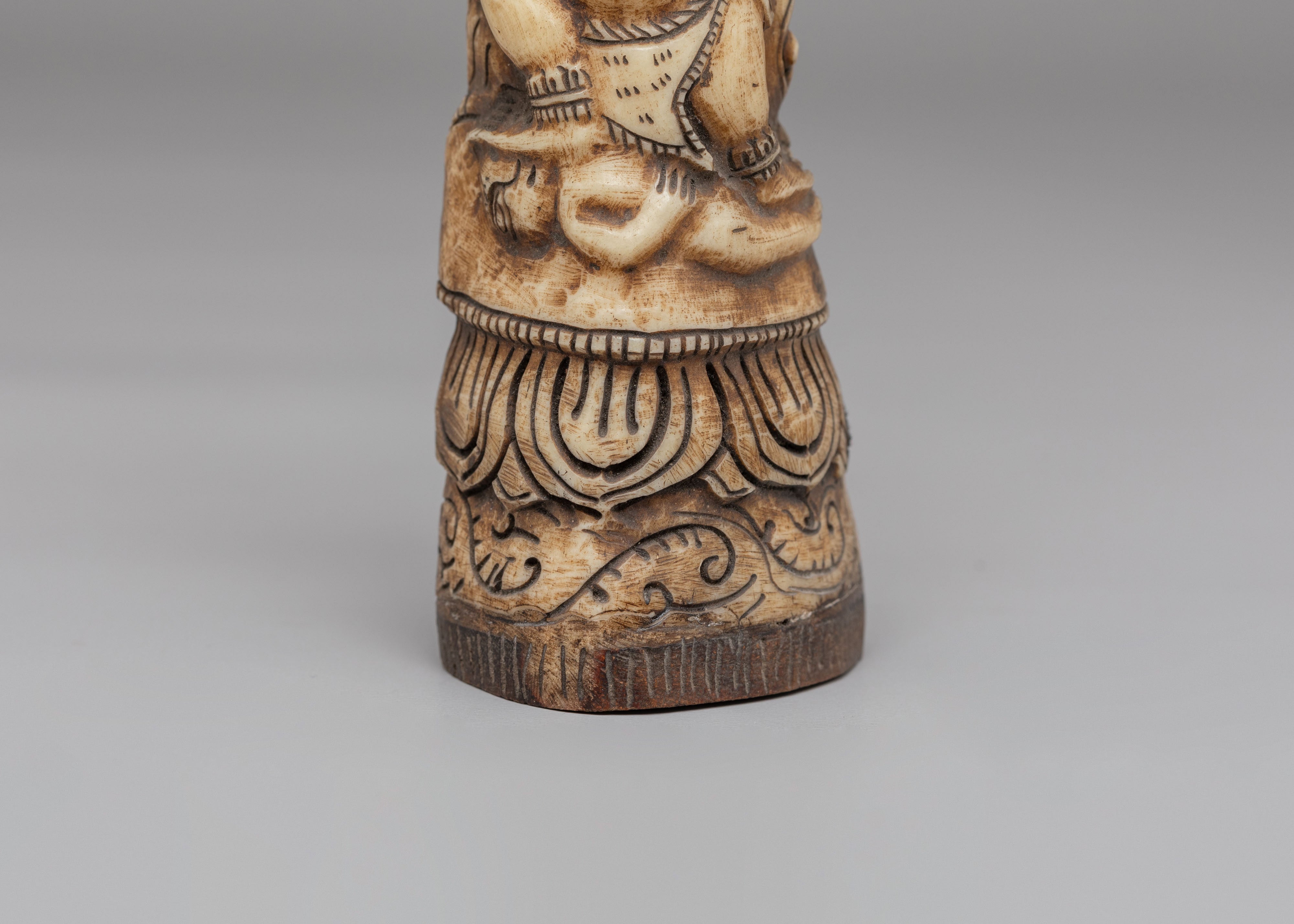 Sacred Mahakala Bone Stamp | Hand Carved Buffalo Bone Decor