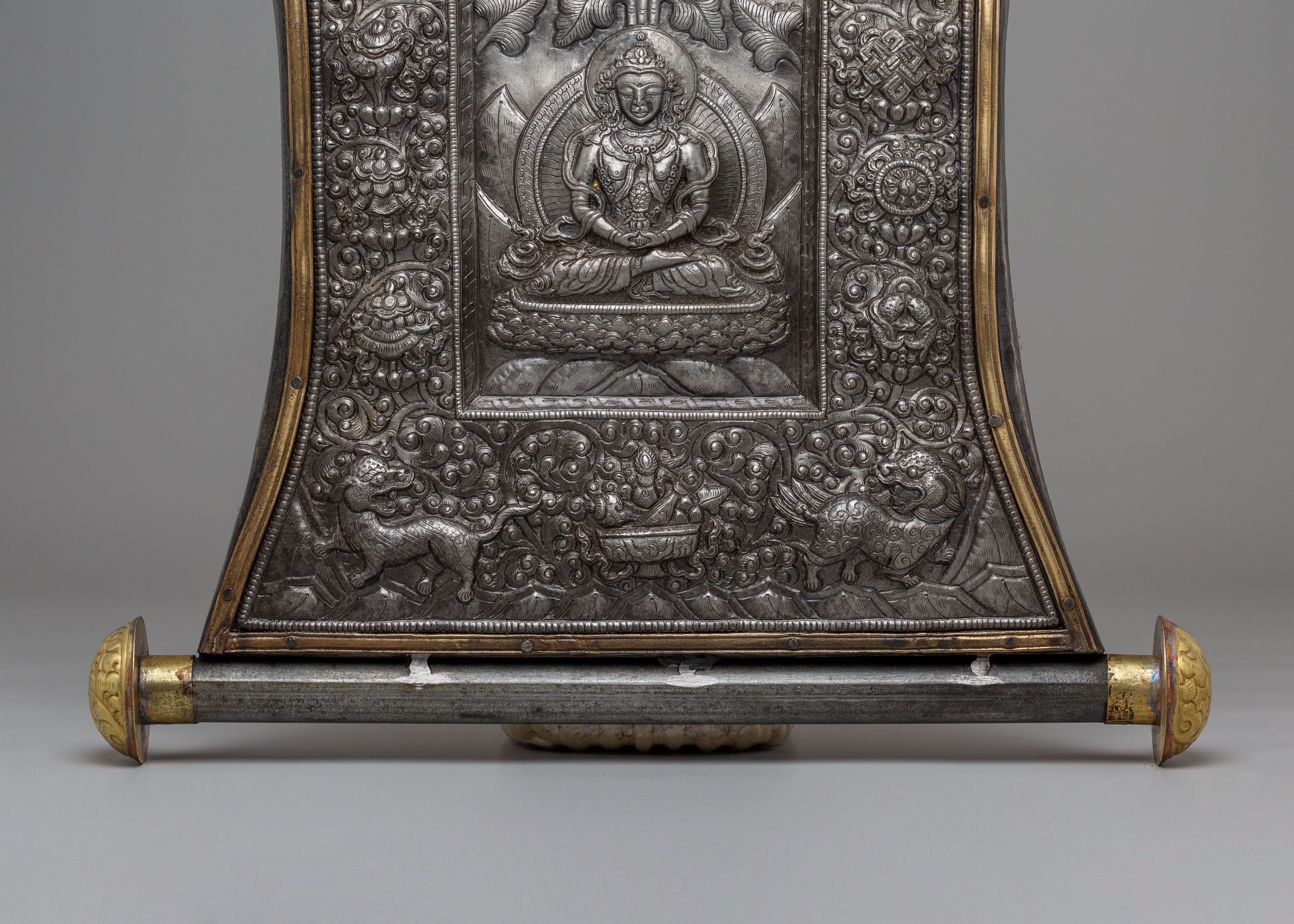 Amitayus Wall Hanging | Metal Thangka with Auspicious Symbols