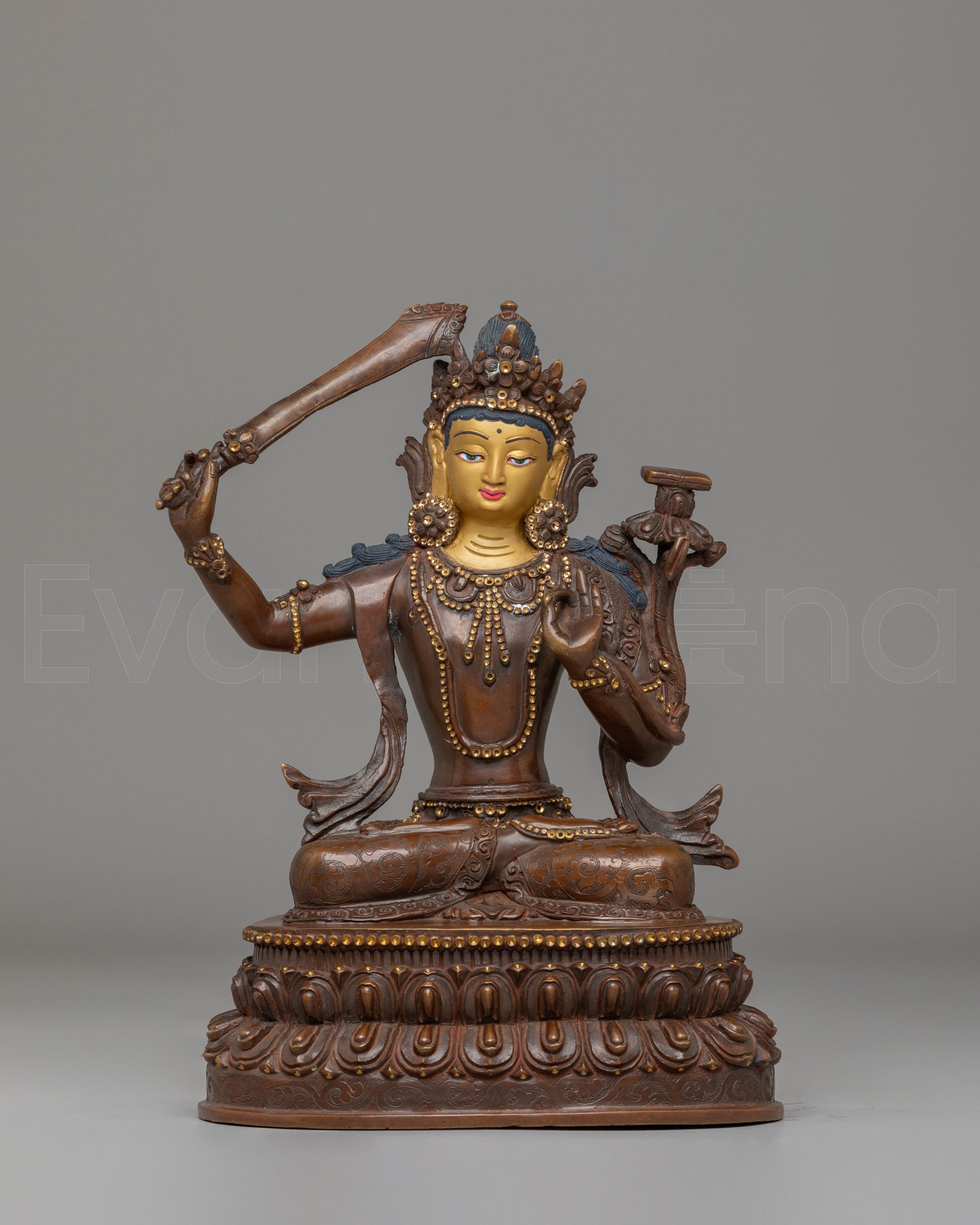 Handcrafted Tibetan Manjushri Bodhisattva Sculpture