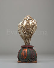 Traditional Lakshmi Carving Conch Shell | Handcrafted Spiritual Decor