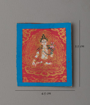 Tibetan White Tara Thanka For Locket | Handcrafted Buddhist Artwork