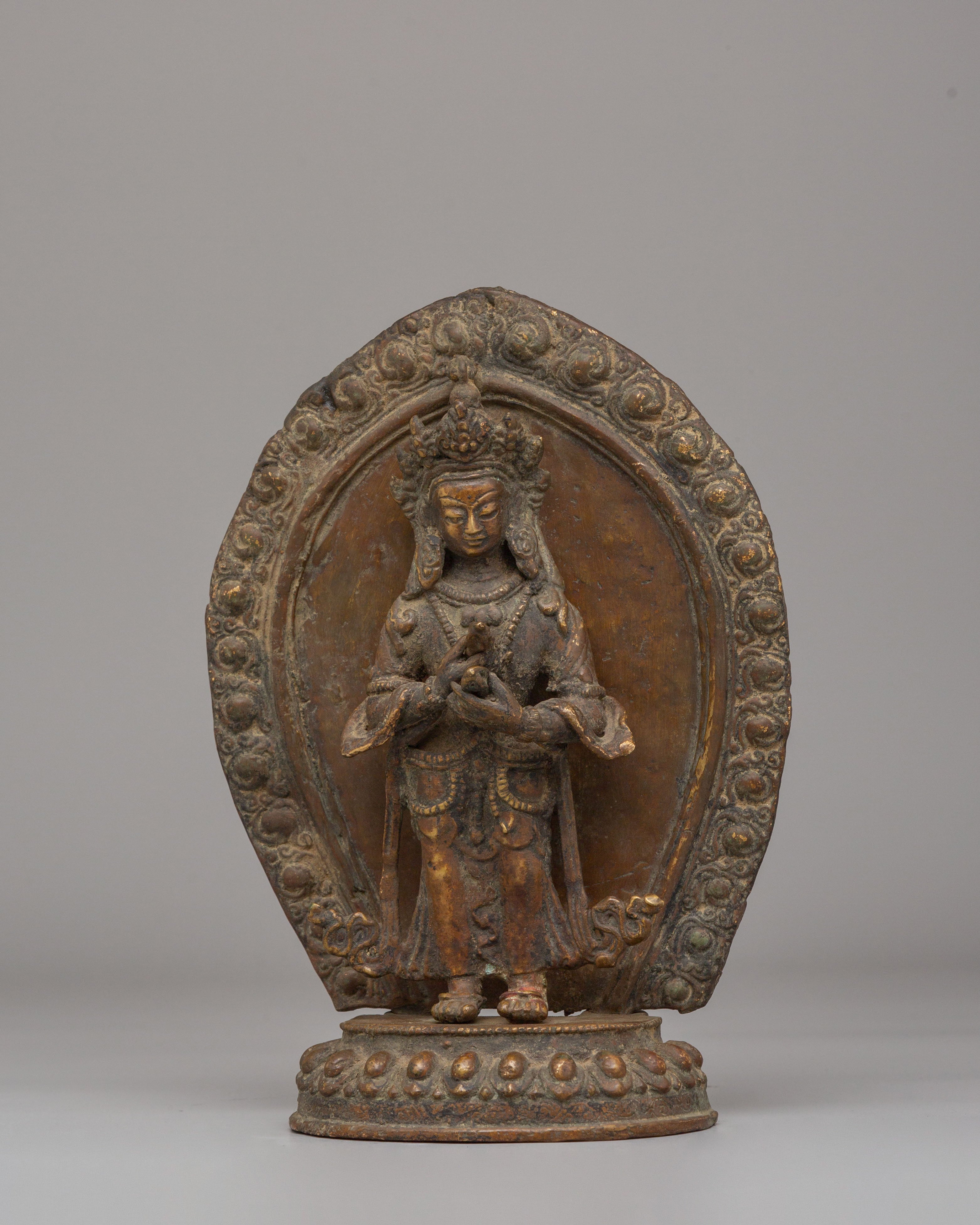 Himalayan Standing Deities Set | Antique Finished Copper Figurines