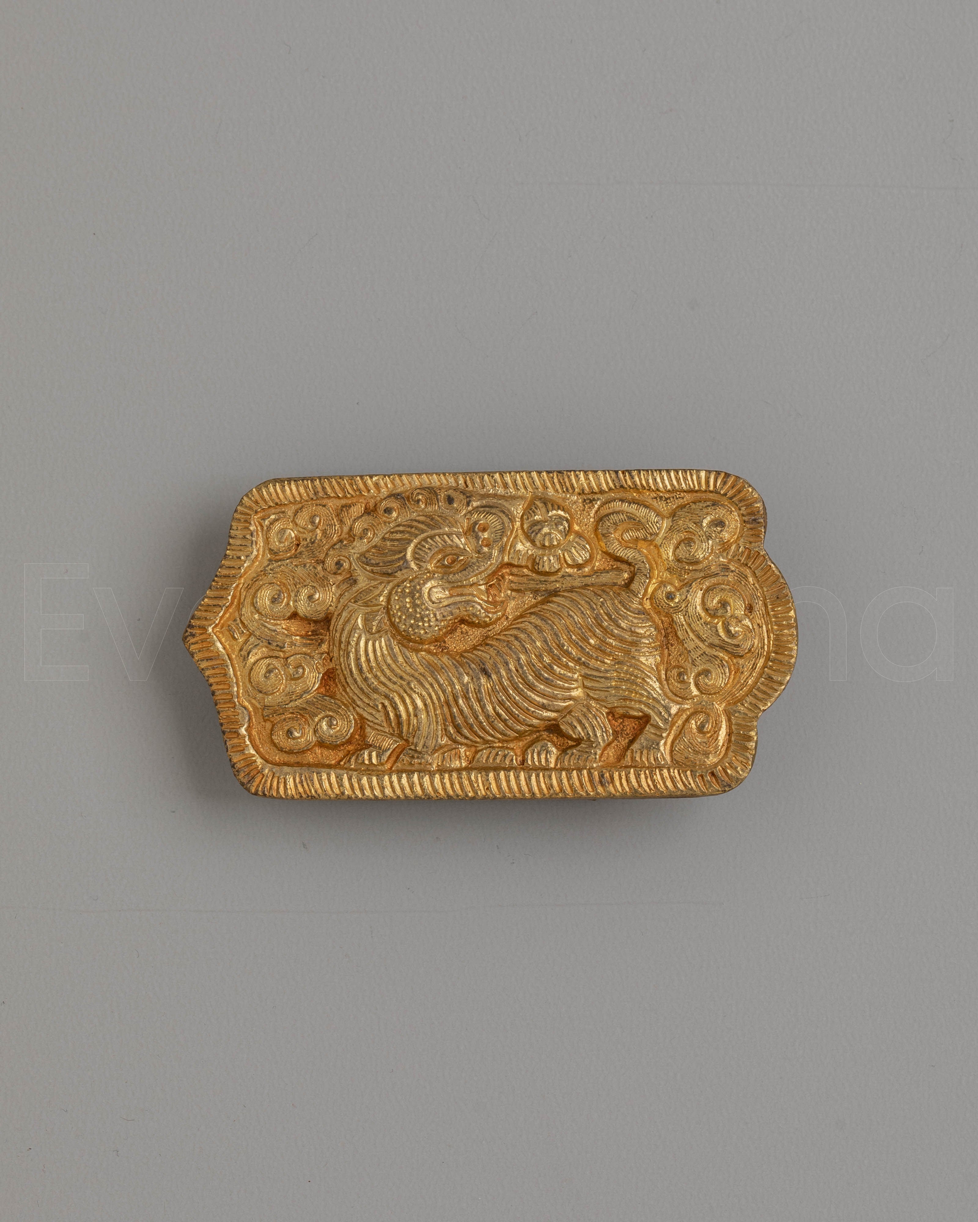 Snow Lion Design Belt Buckle