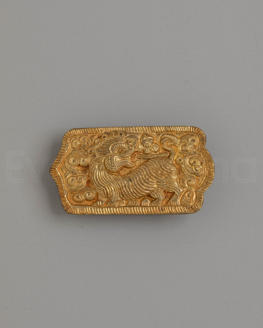Snow Lion Design Belt Buckle | Handcrafted Tibetan Snow Lion Sculpture