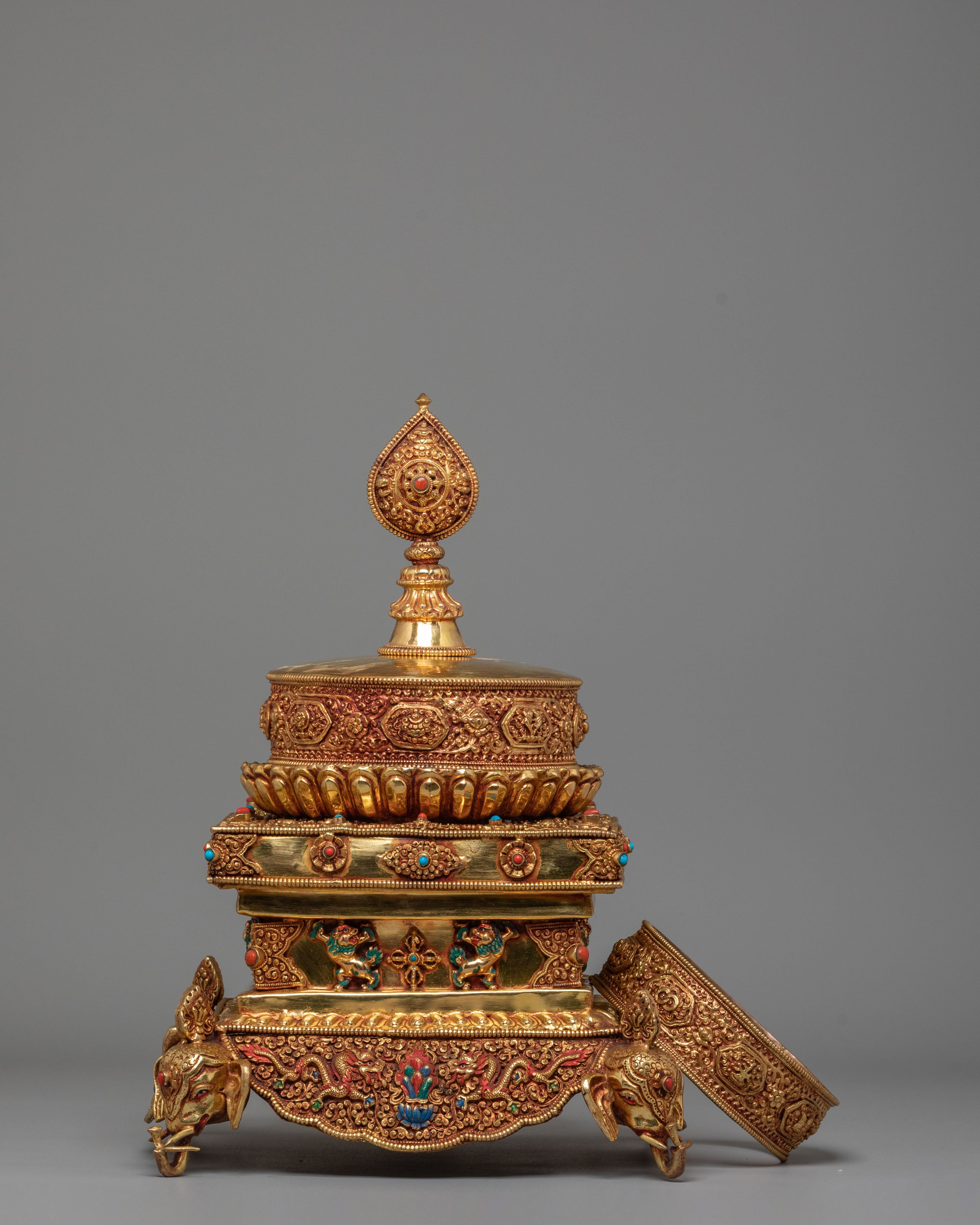 Himalayan Mandala Offering Piece | Tibetan Ritual Stupa Art