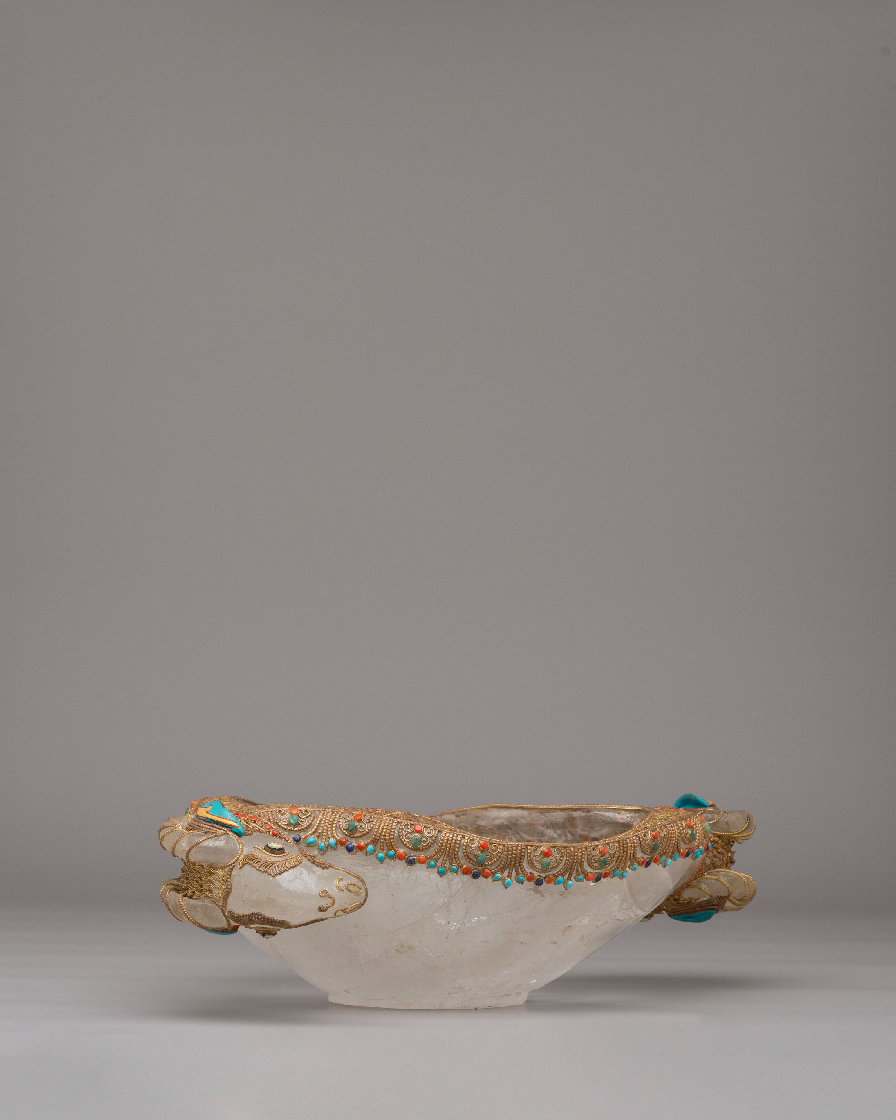 Decorative Footed Bowl | Gemstone Inlaid Decorative Bowl