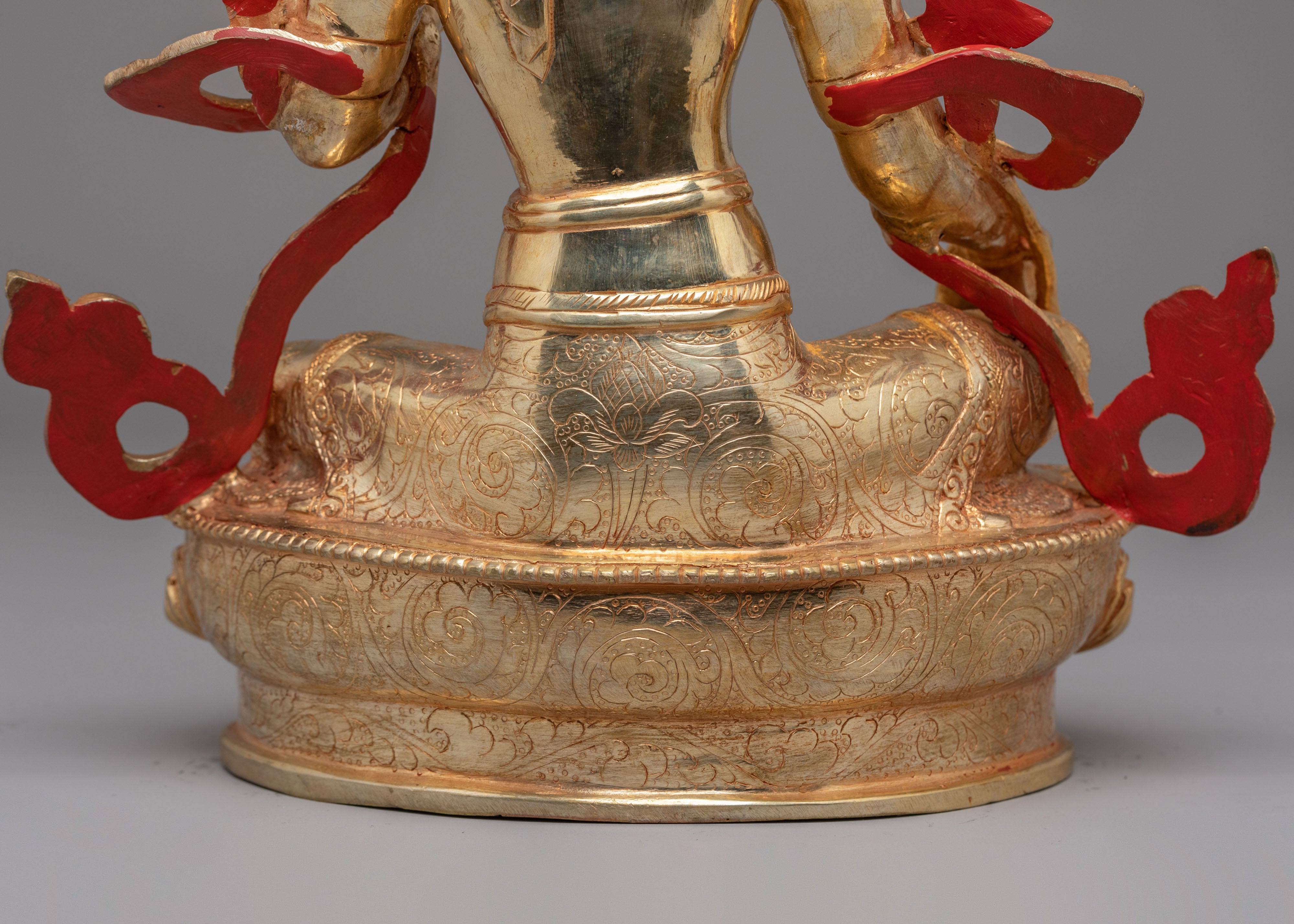 Sacred Green Tara Sculpture | Copper Body with 24K Gold Plating and Gemstones