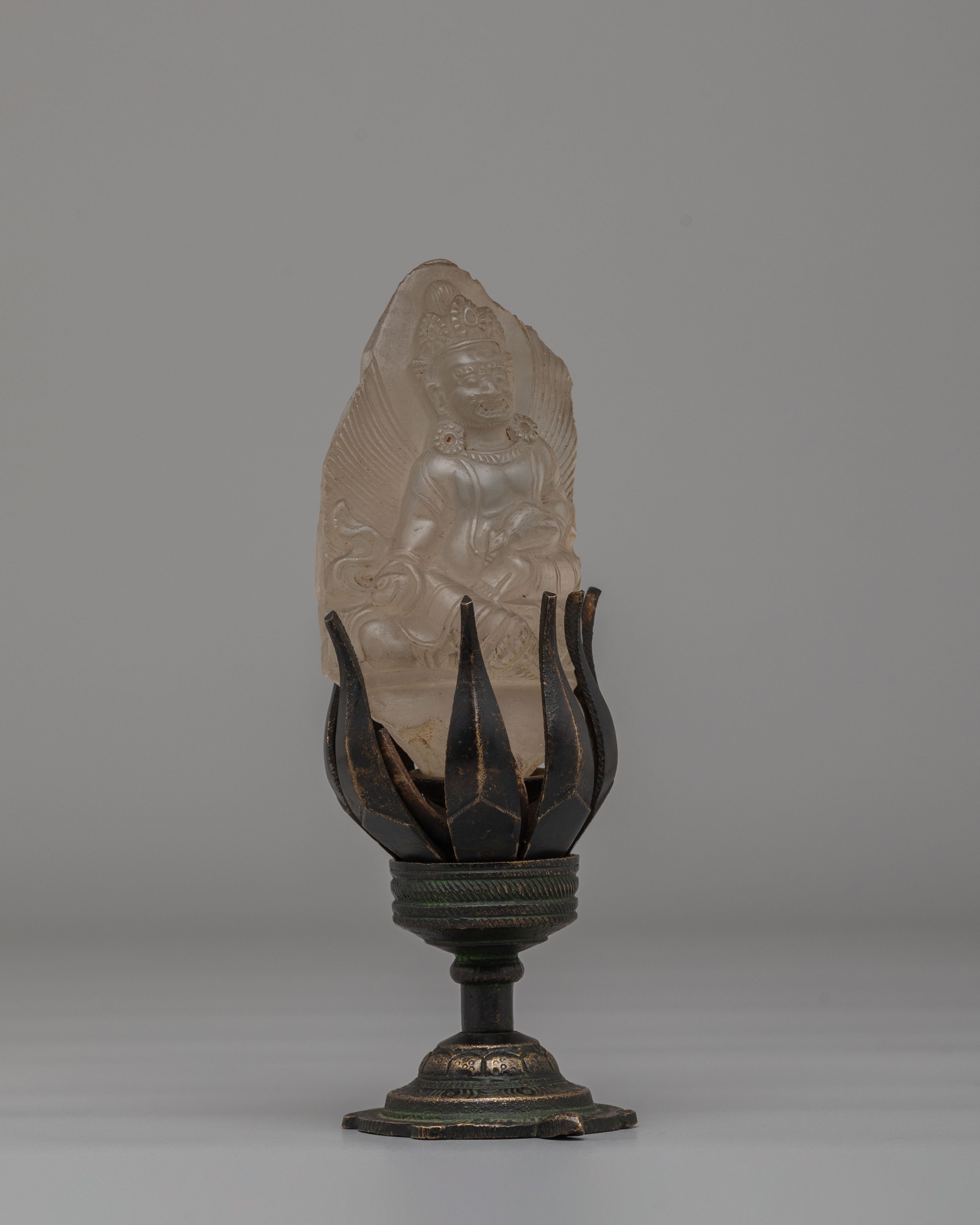 Handcrafted Dzambhala on Lotus | Tibetan Wealth Deity Statue