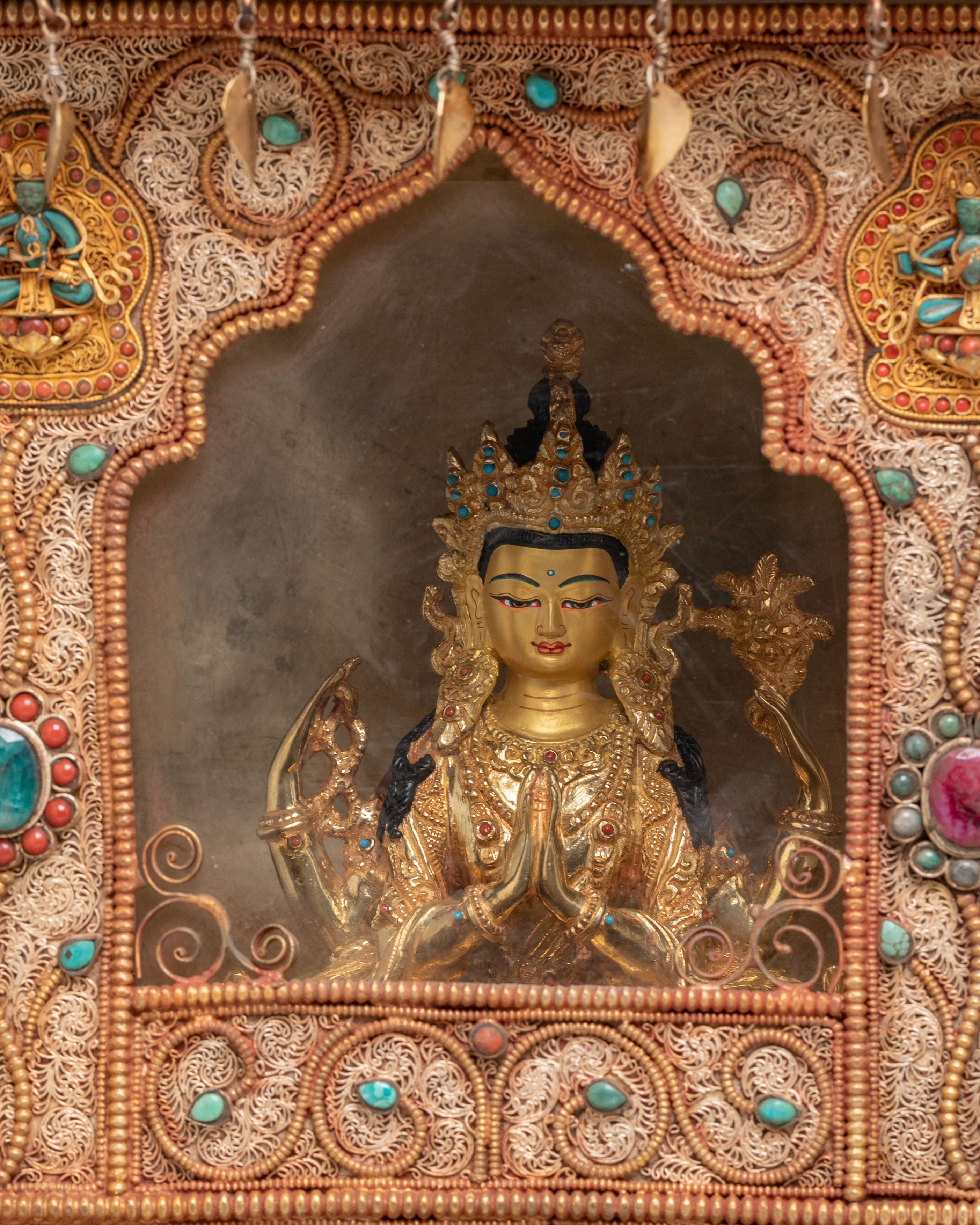 Handmade Altar Box With Statue | Tibetan Shrine for Meditation & Spiritual Practice