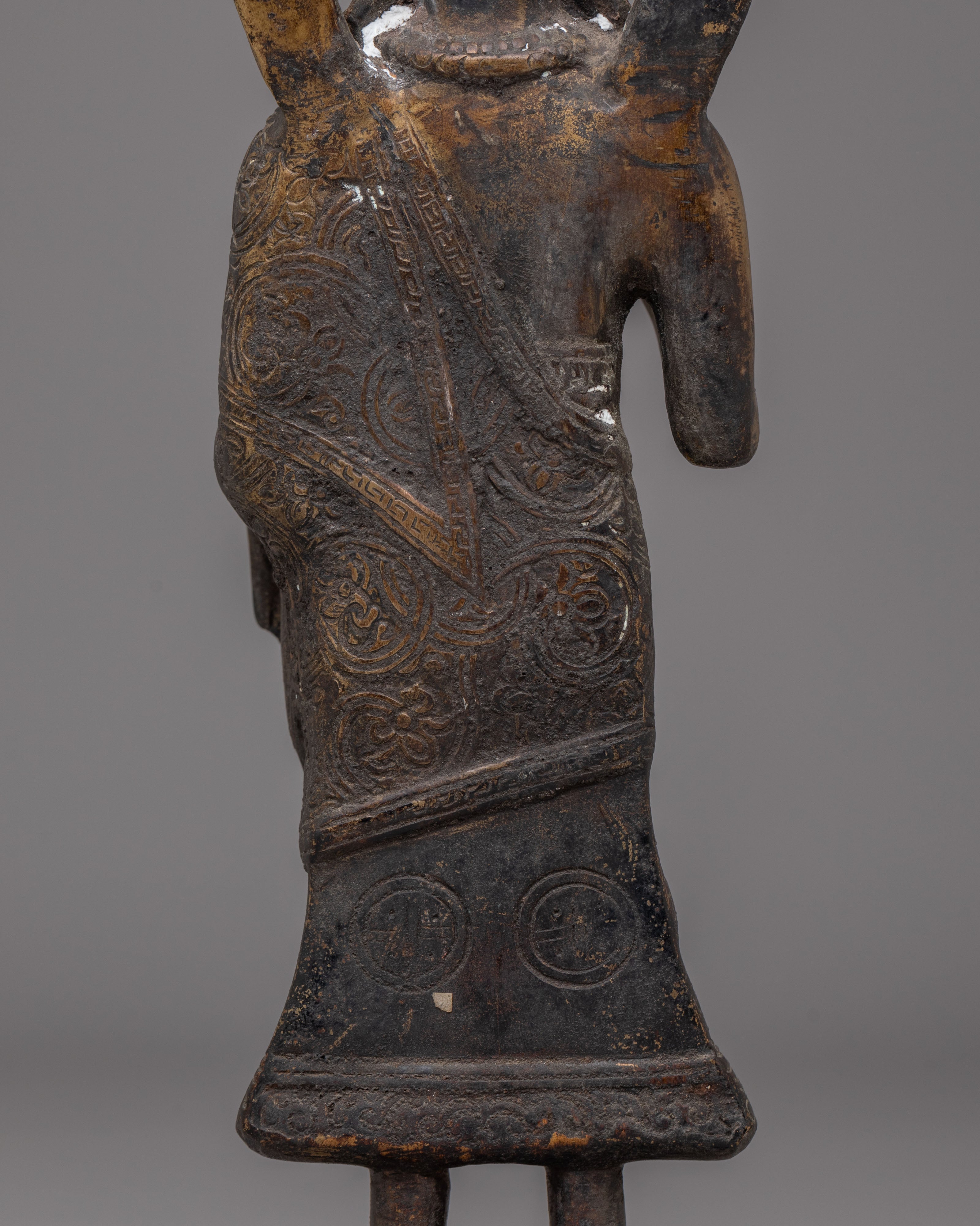 Handmade Buddhist Dipankara Buddha Statue | Antique Brass Buddha Sculpture