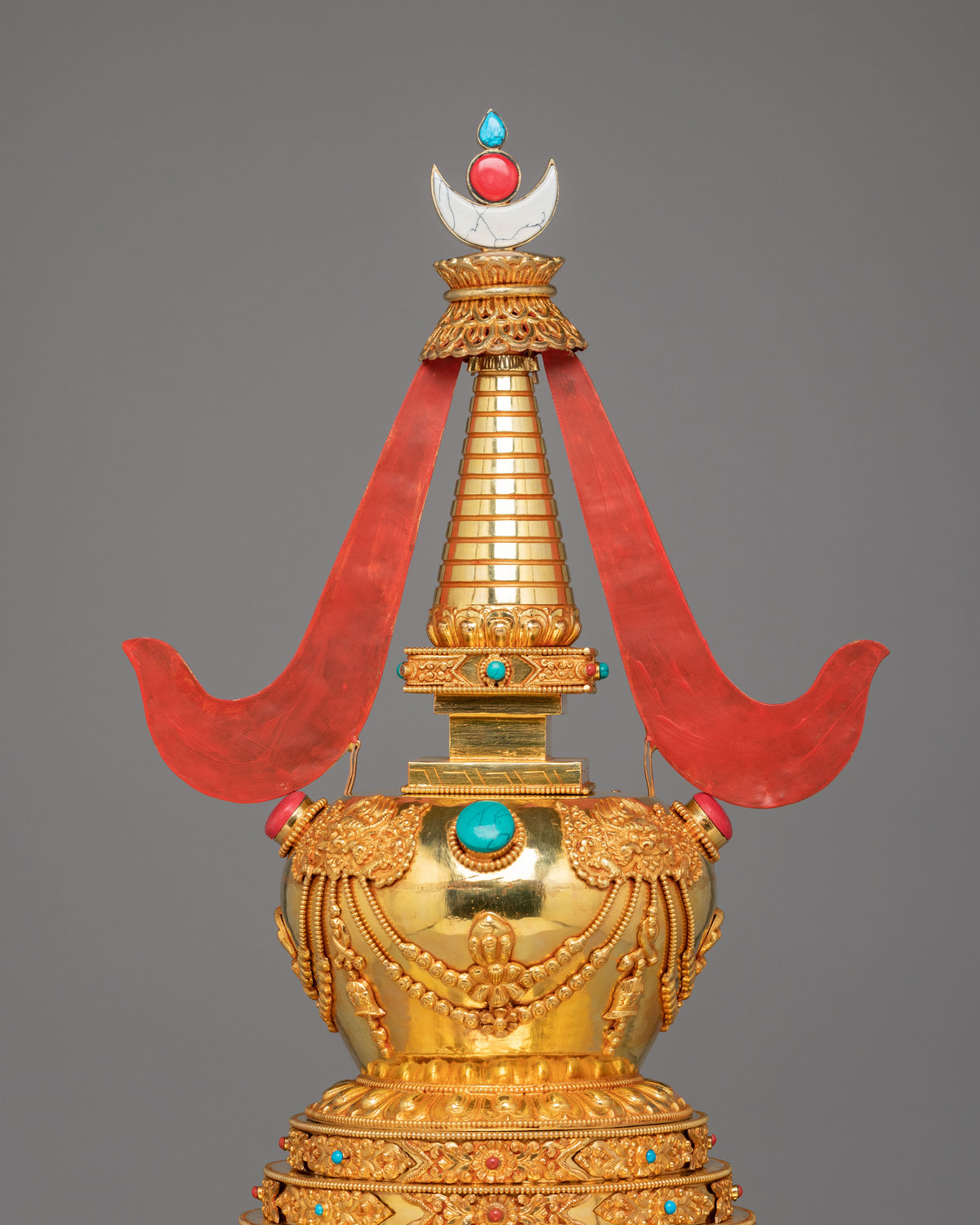Tibetan Buddhist Namgyalma Stupa | Stupa of Complete Victory | Gold Plated Sacred Stupa