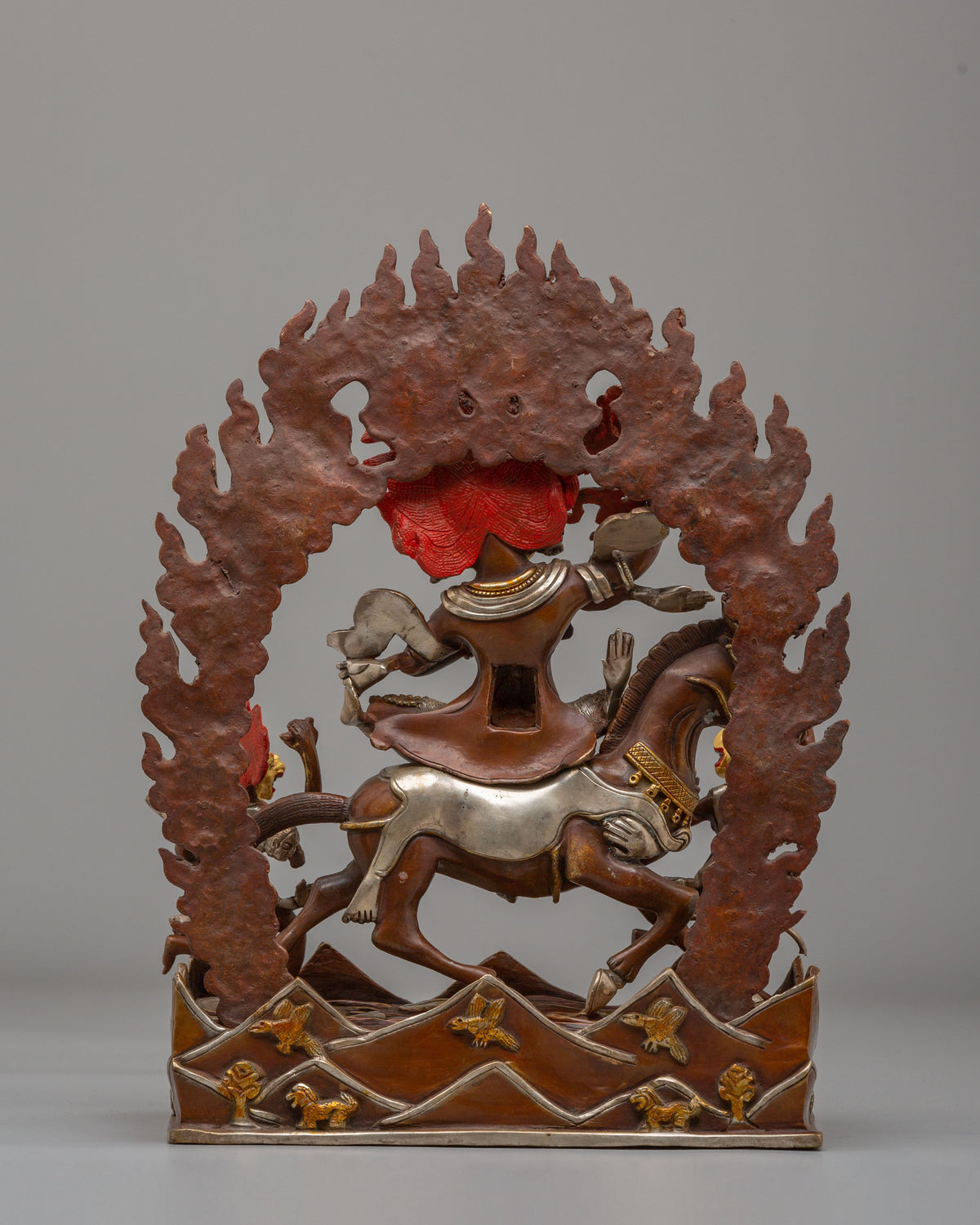 Palden Lhamo Wrathful Deity Statue | 24K Gold Plated Tibetan Protector Sculpture