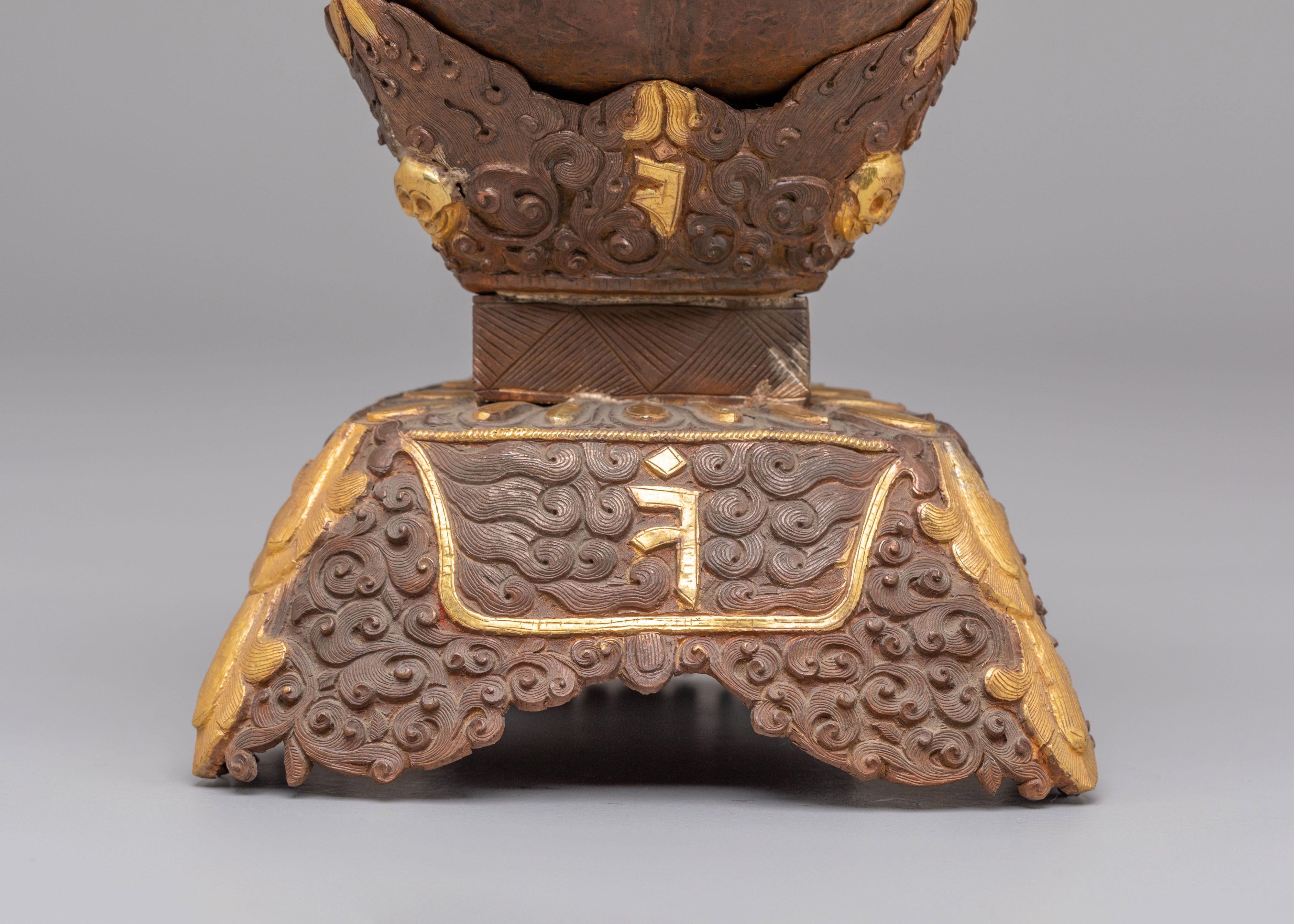 Traditional Buddhist Kapala Vessel | Skull Cup for Spiritual Ceremonies