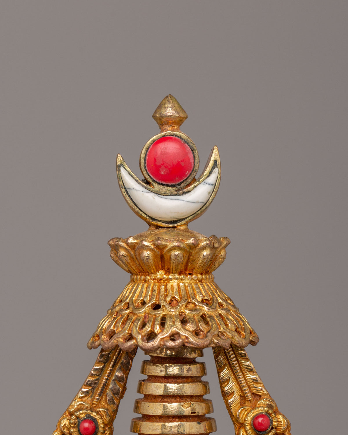 Tibetan Ritual Enlightenment Stupa | Gold Plated Copper Stupa