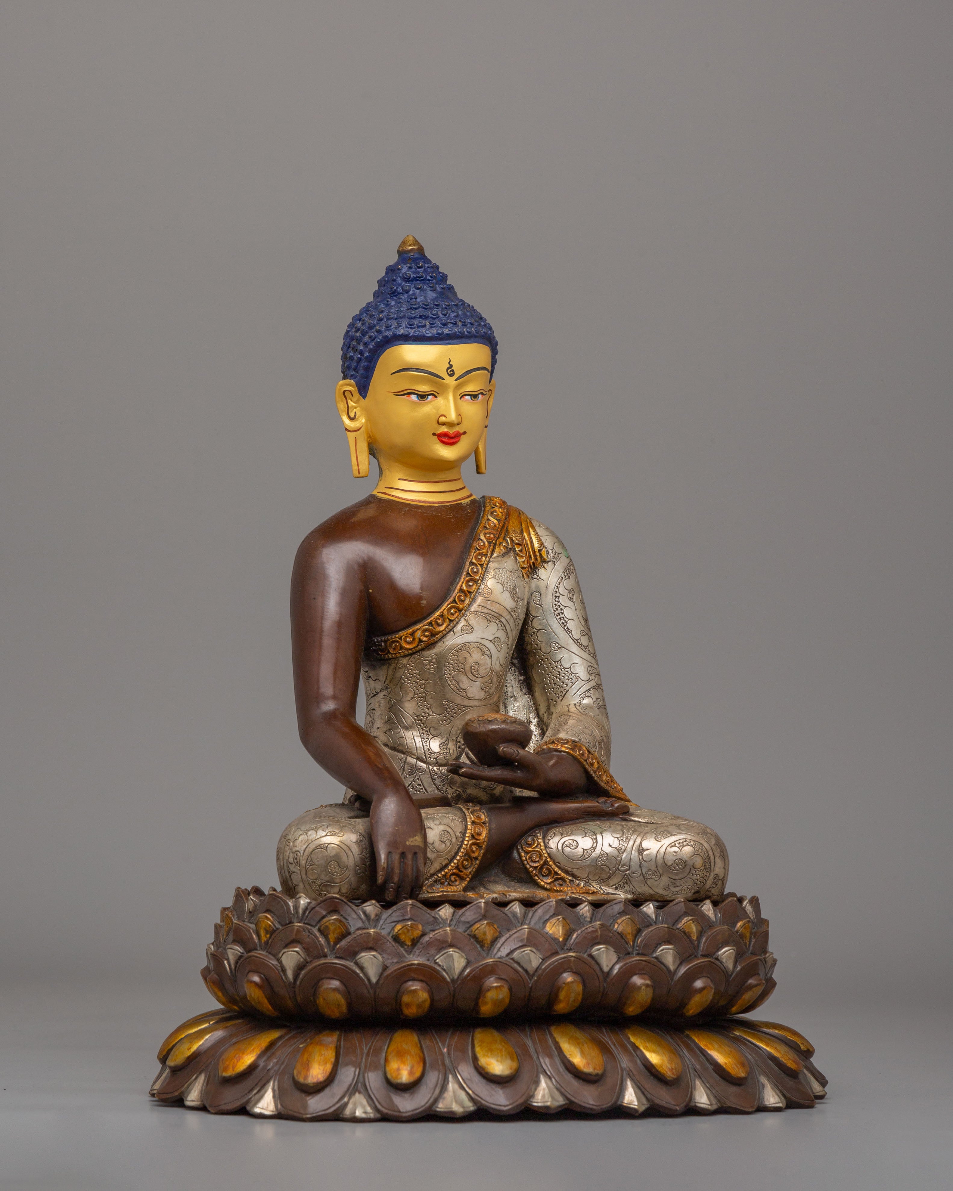Handcrafted Traditional Shakyamuni Buddha Sculpture | Buddhist Altar Decor