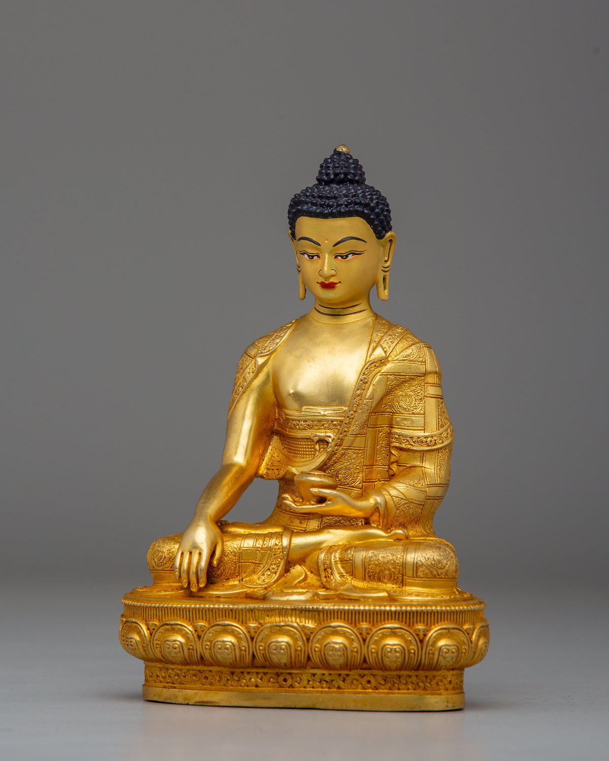 Shakyamuni Buddha Statue of Power and Knowledge | Copper Body with 24K Gold Plating
