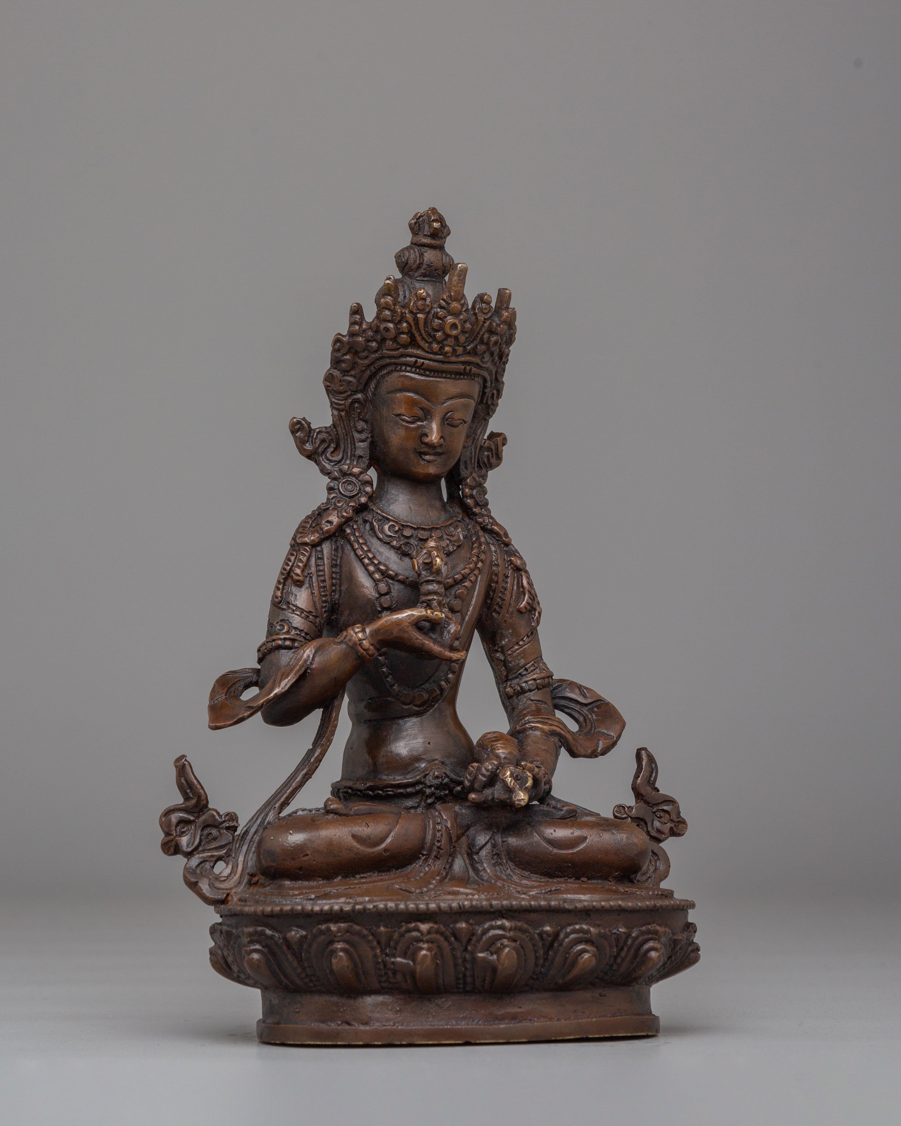 Sacred Himalayan Vajrasattva Statue | Oxidized Copper Figurine for Spiritual Meditation