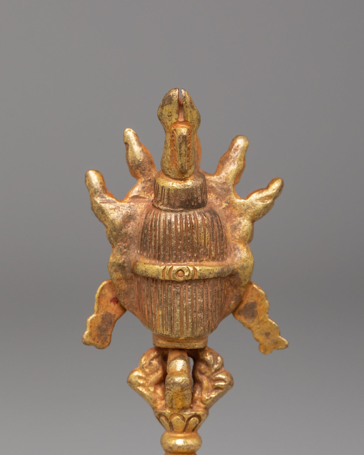 Ceremonial Hayagriva Deity Phurba | Gold Polished Copper Ritual Implement